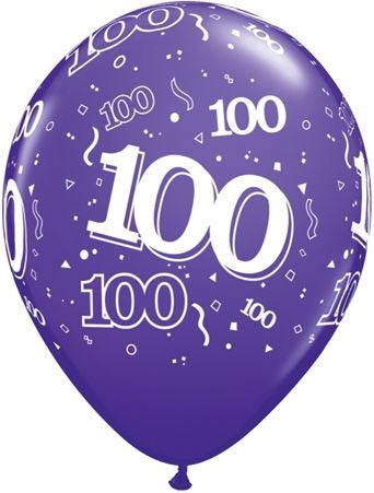 Qualatex Latexballon 100. Geburtstag verschiedene Farben Ø 30cm