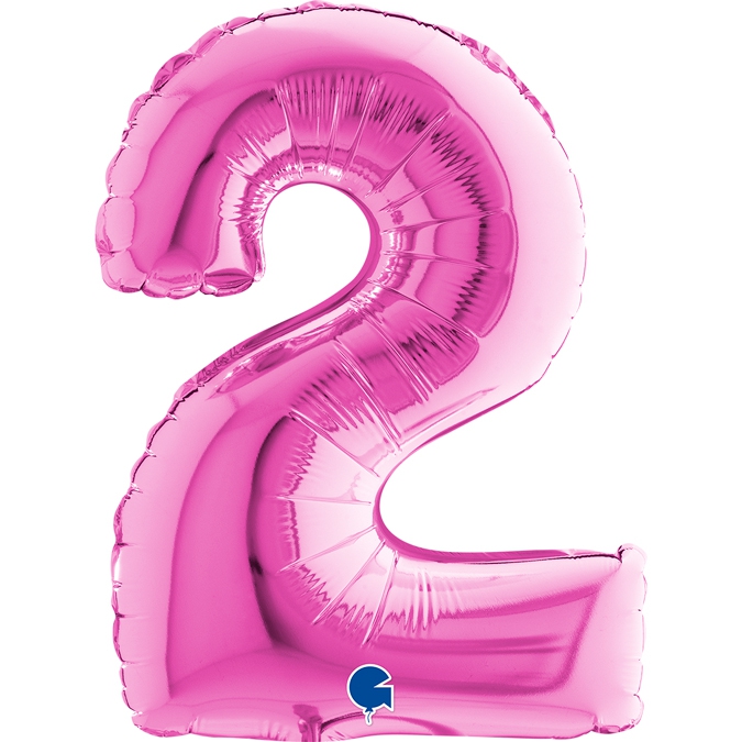 Folienballon Zahl "2" Pink, zur Luftbefüllung, 35 cm Folienballon Zahl "2" Pink, zur Luftbefüllung, 35 cm