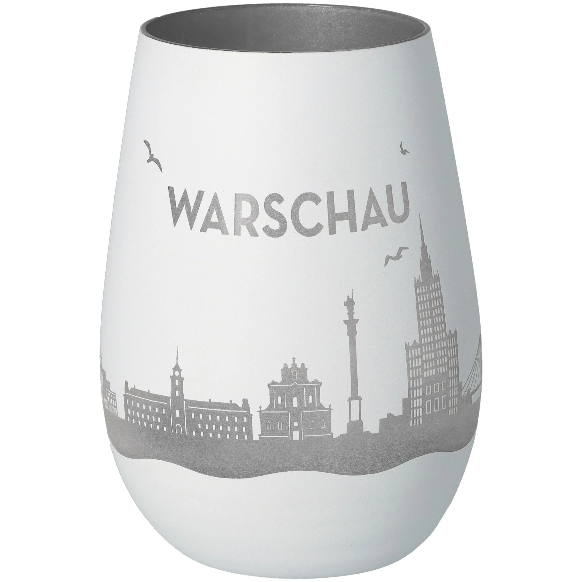 Goodtimes Windlicht Skyline Warschau Weiß/Silber
