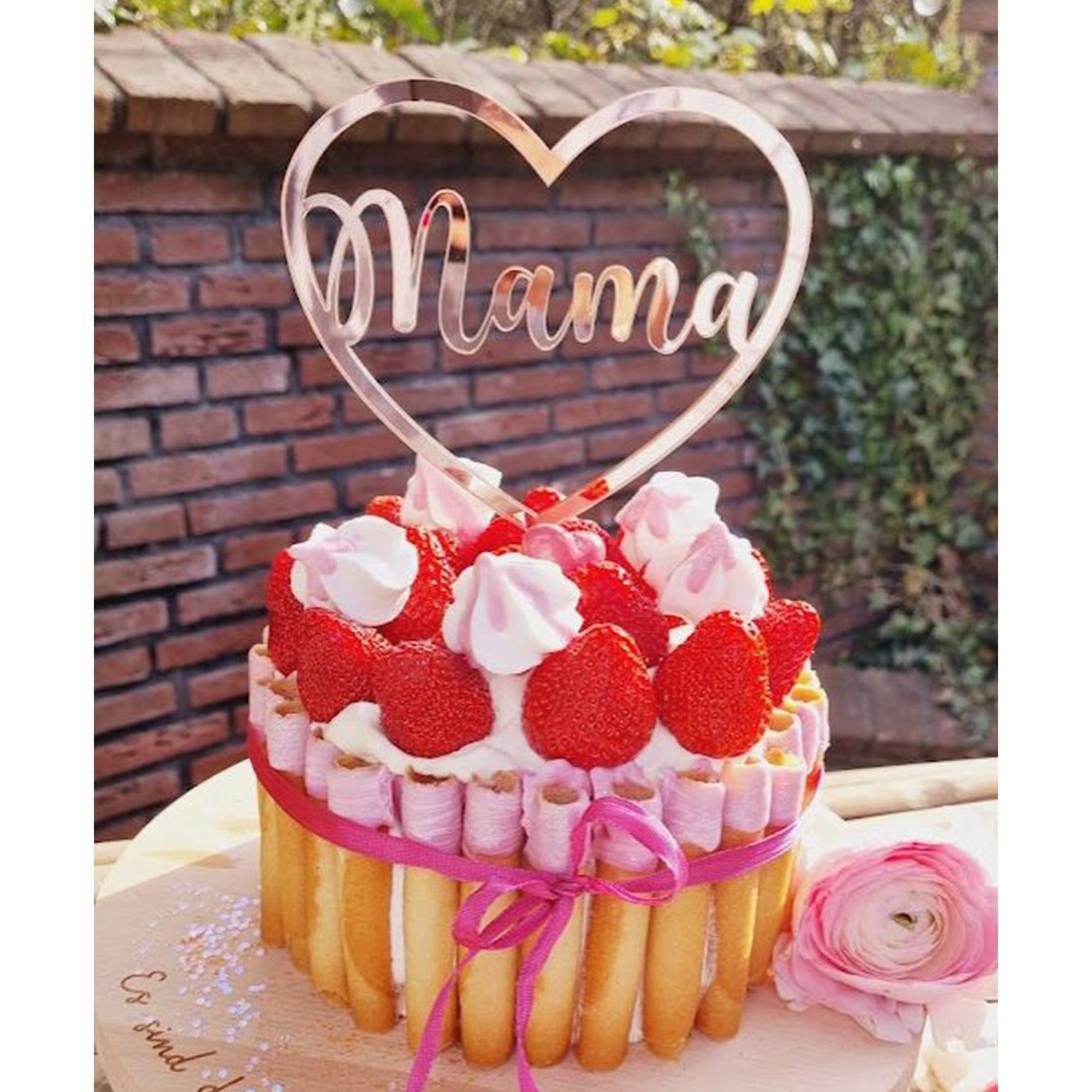 Cake Topper "Mama" Herz groß aus Acryl Leute, Person, Symbol, Sahne, Essen