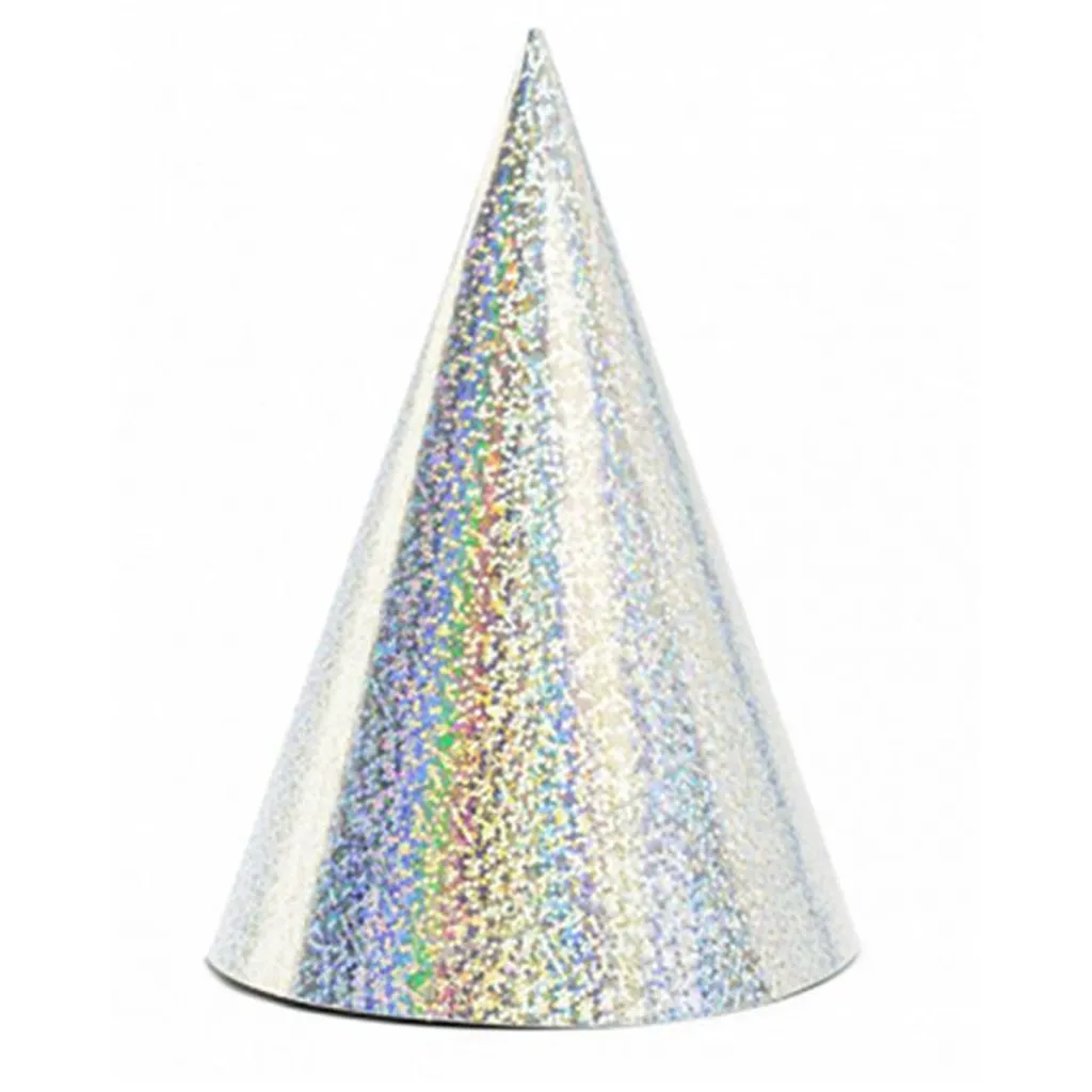 6 Partyhütchen Silber holografisch
