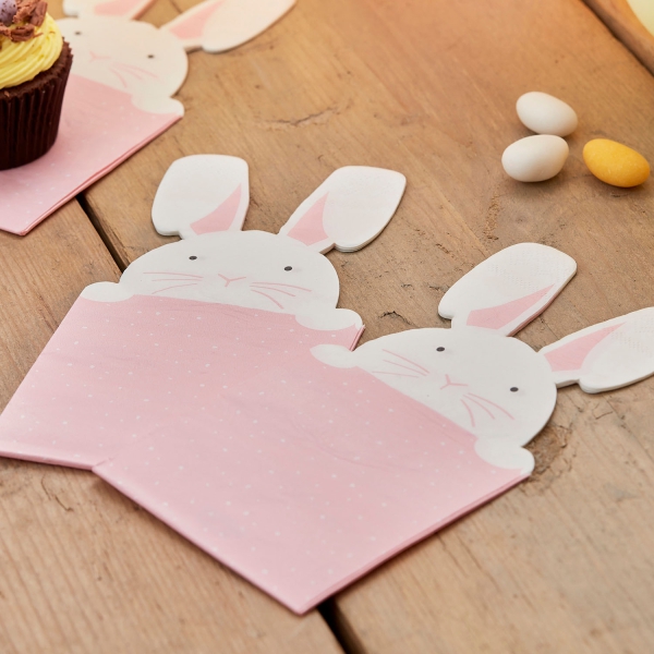16 Papierservietten "Hase" Rosa