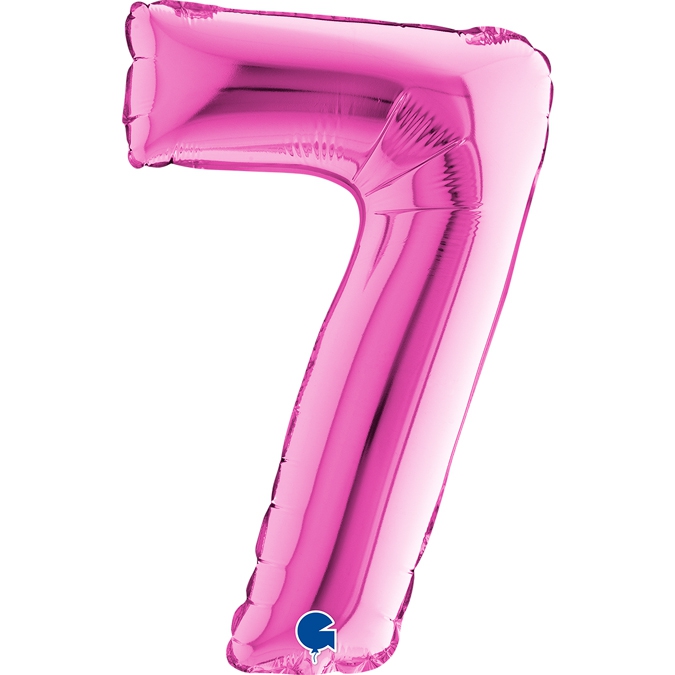 Folienballon Zahl "7" Pink, zur Luftbefüllung, 35 cm