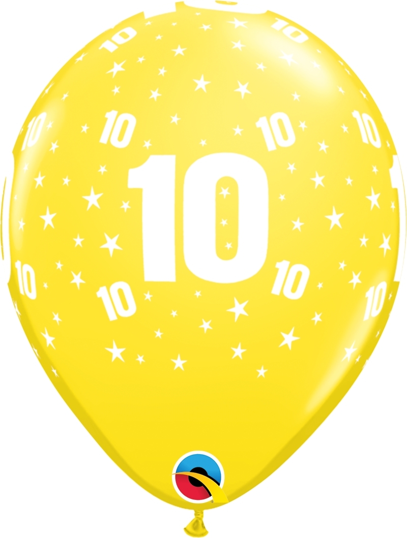 Qualatex Latexballon 10. Geburtstag verschiedene Farben Ø 30cm