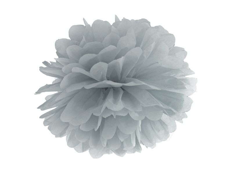 Pompom aus Papier - groß, Grau