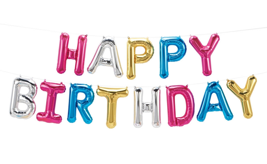 Folienballon-Girlande "Happy Birthday" Bunt