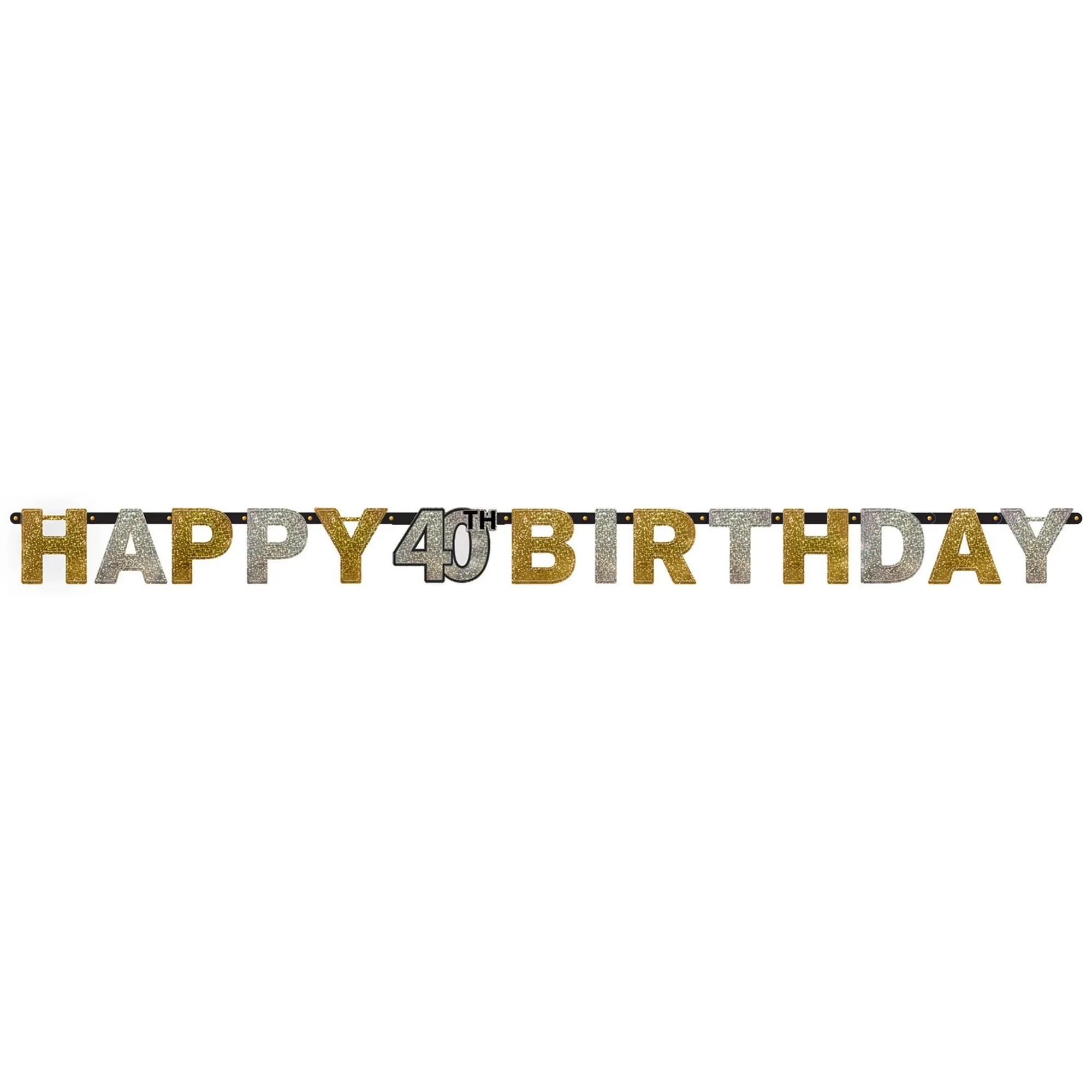 Girlande "Happy Birthday 40 Holo" Silber&Gold