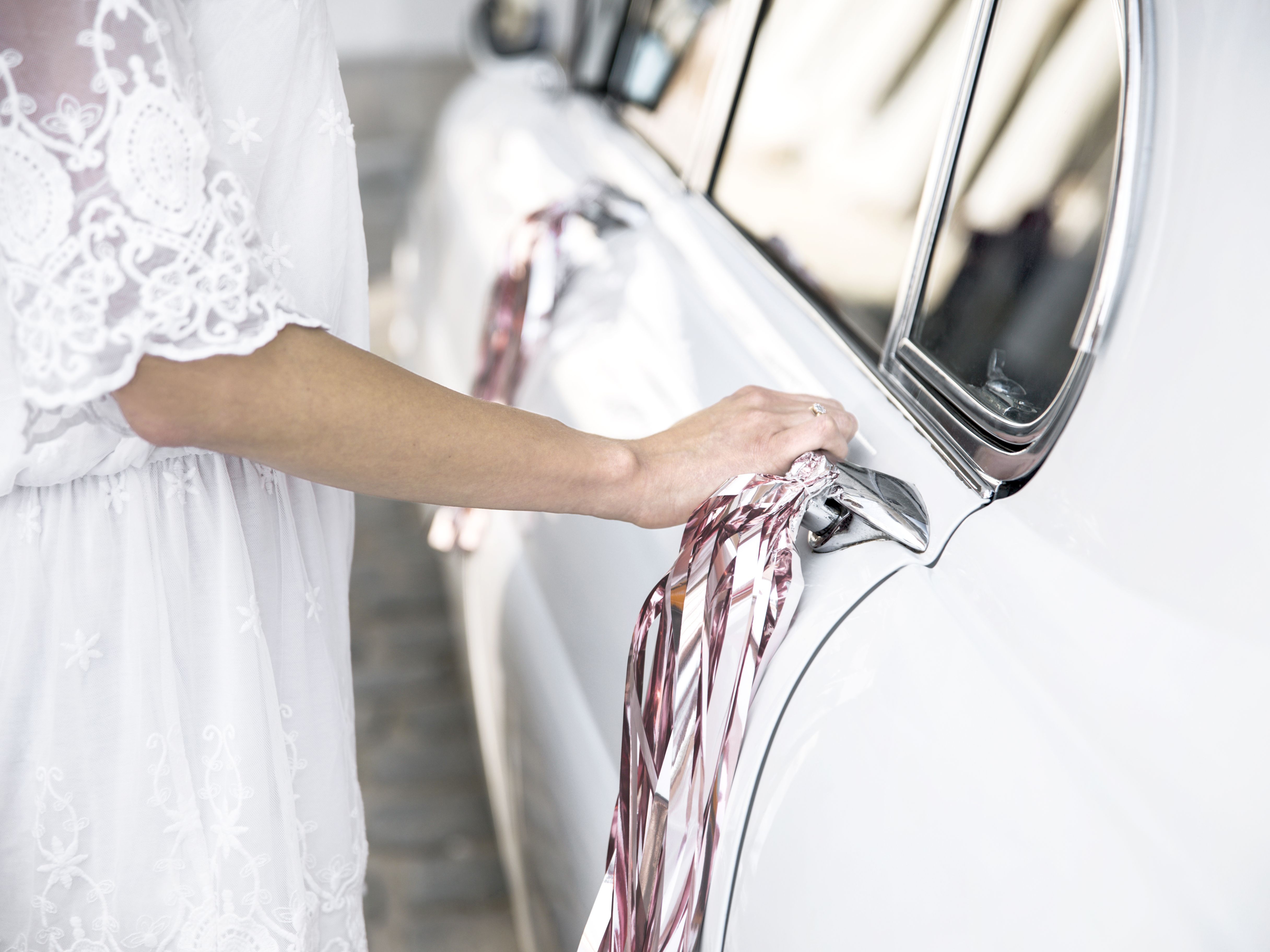 Auto Dekorationsset "Just Married", Weiß/Roségold 13-teilig