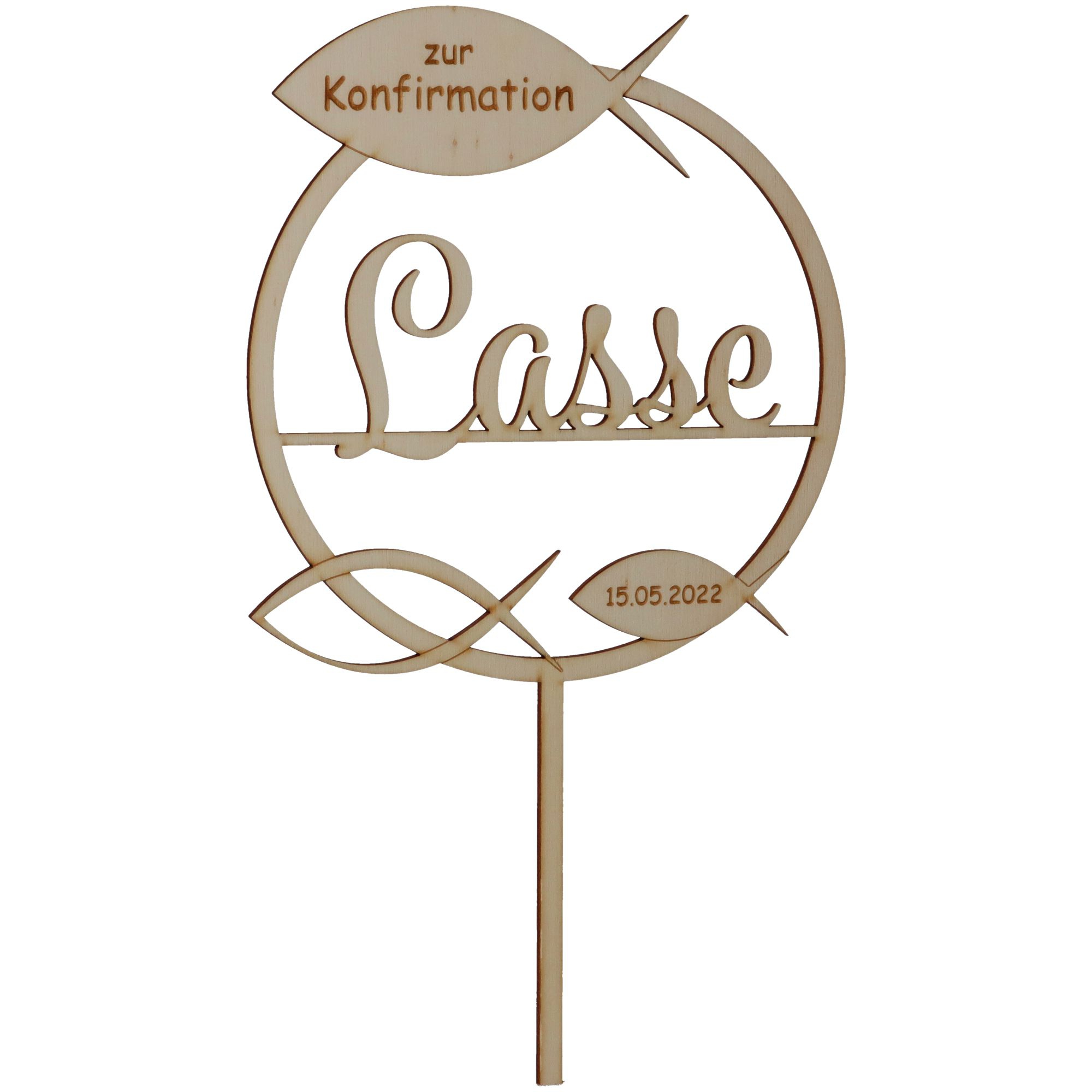 Cake Topper Konfirmation "Name & Datum" Holz Cake Topper Konfirmation "Name & Datum" Holz