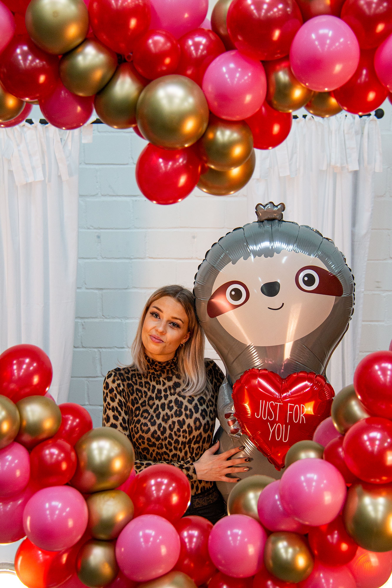 Folienballon Faultier "Just for you" 152cm Folienballon Faultier "Just for you" 152cm