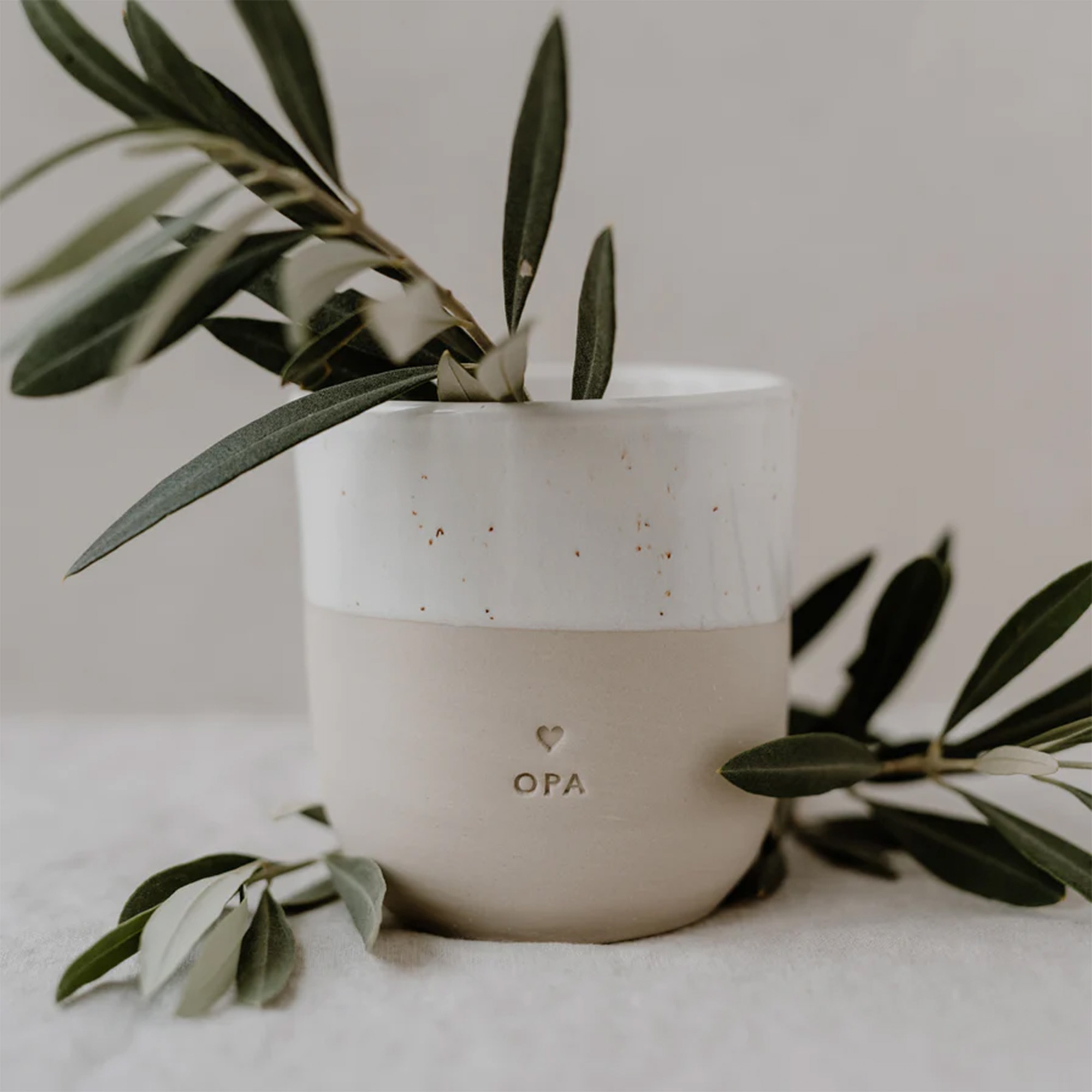 Eulenschnitt - Steingut-Becher "Opa" Pflanze, Topfpflanze, Einmachglas, Pflanzgefäß, Töpferei