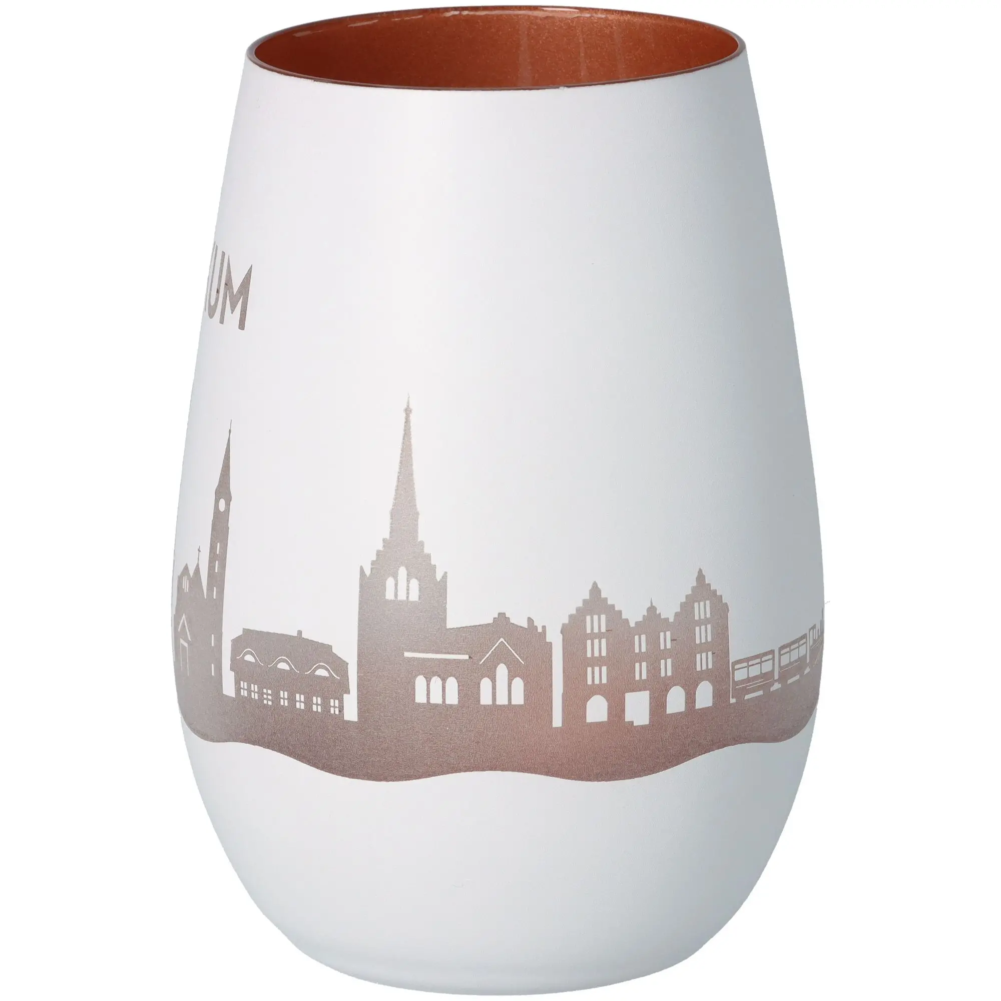 Windlicht Skyline Borkum Weiß/Bronze