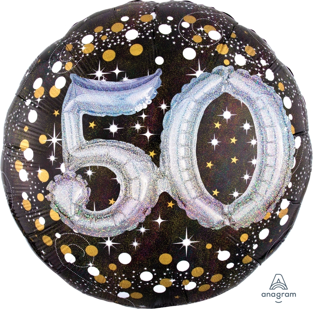 Folienballon Sparkling Birthday mit 3D "50" 91cm