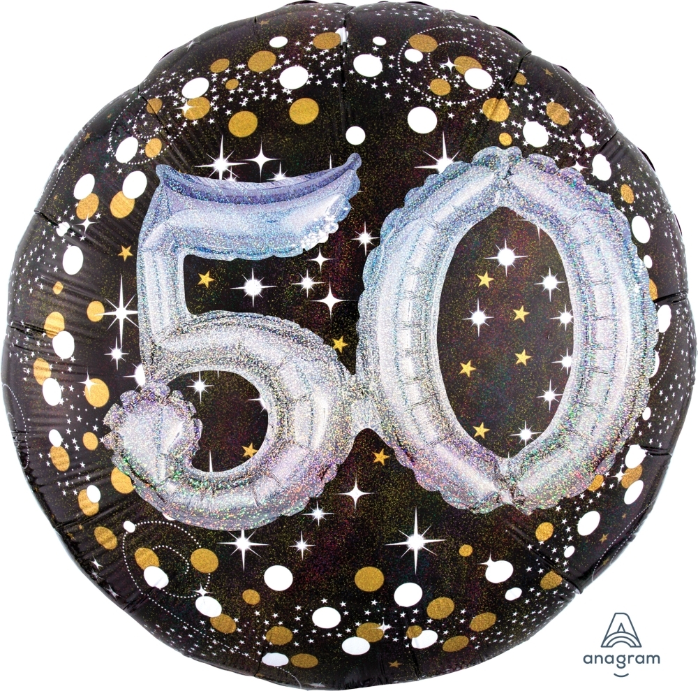 Folienballon Sparkling Birthday mit 3D "50" 91cm Folienballon Sparkling Birthday mit 3D "50" 91cm