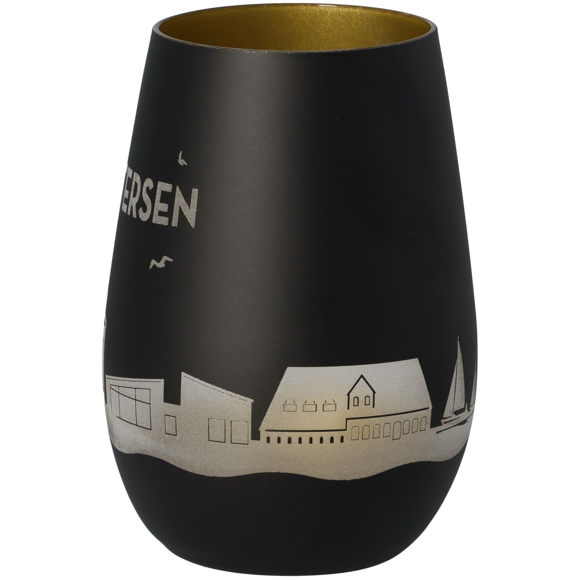 Windlicht Skyline Drochtersen Schwarz/Gold Krug, Töpferei, Vase