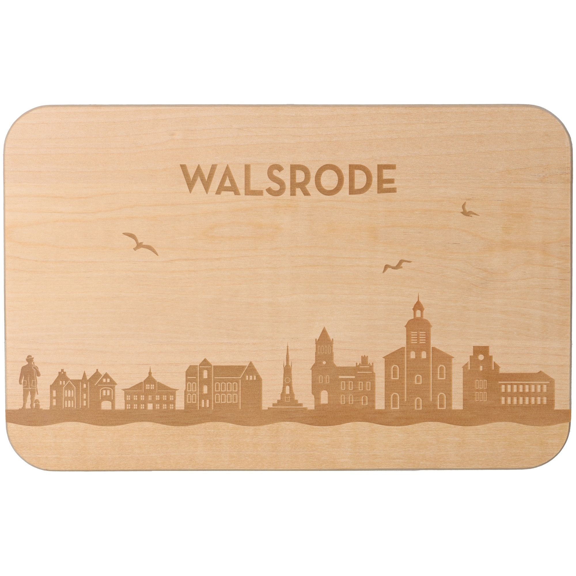 Frühstücksbrett Skyline Walsrode 23cm x 15cm x 1cm Holz, Sperrholz, Matte, Person