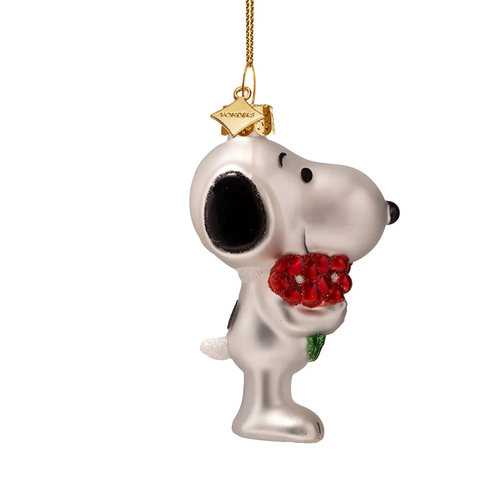 Snoopy, Ornament, Rote Blume, Schmuckanhänger, Goldkette