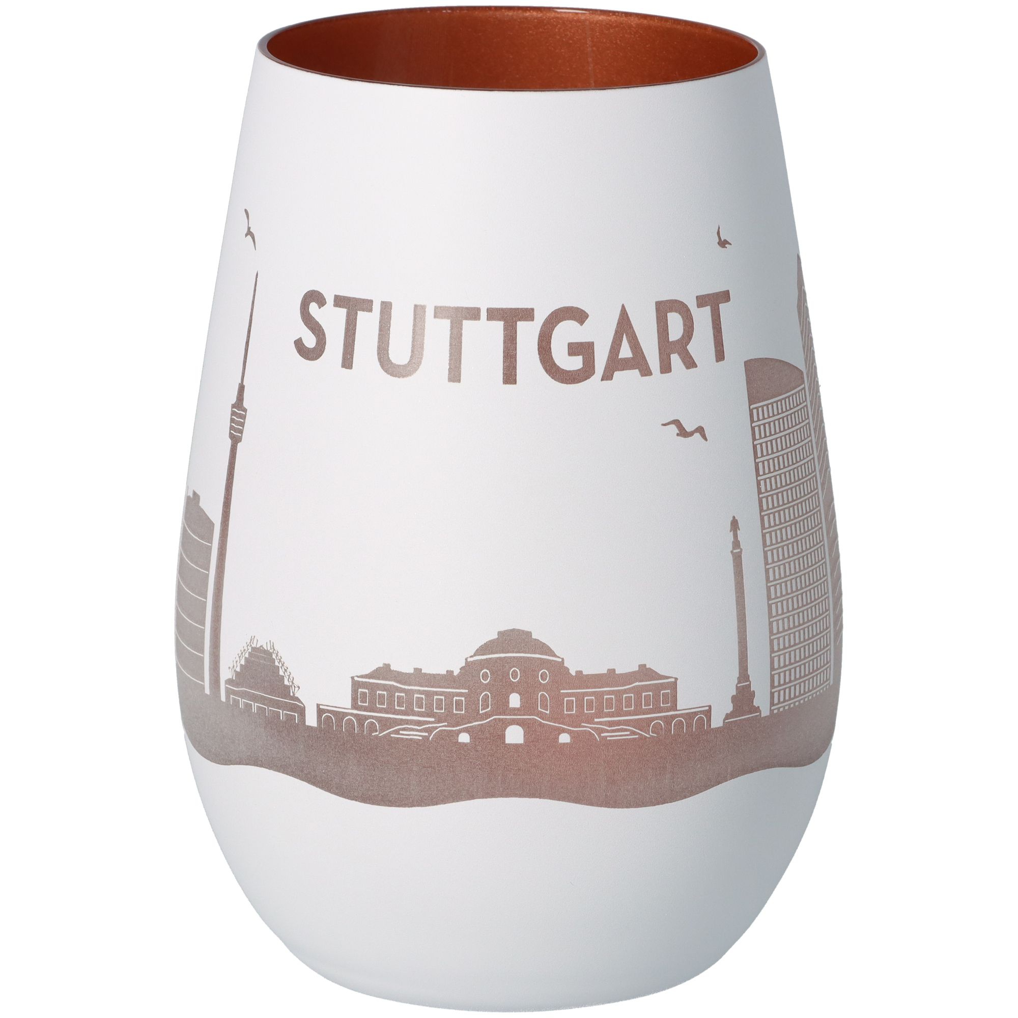 Windlicht Skyline Stuttgart Weiß/Bronze Windlicht Skyline Stuttgart Weiß/Bronze
