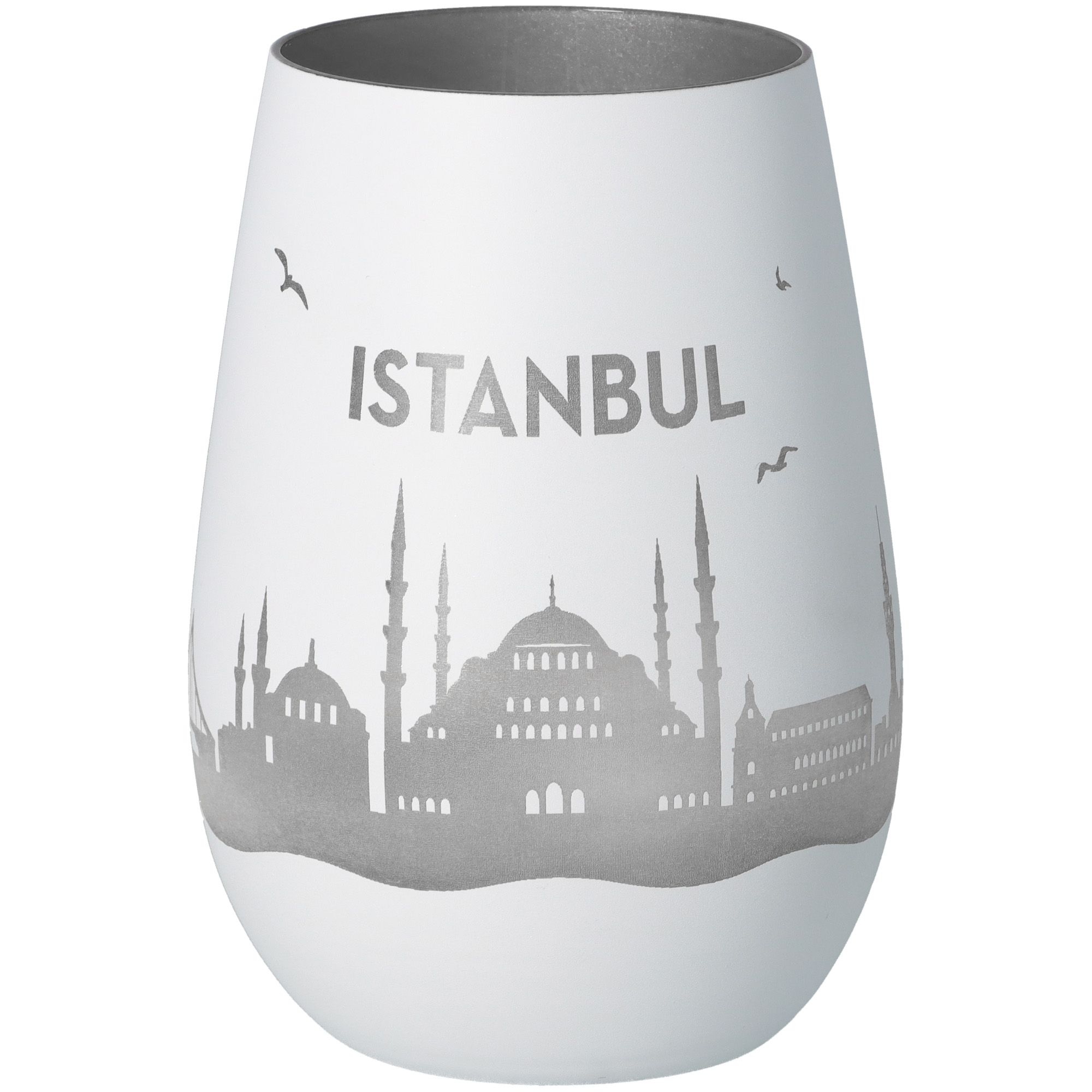 Windlicht Skyline Istanbul Weiß/Silber Töpferei, Krug, Vase, Glas