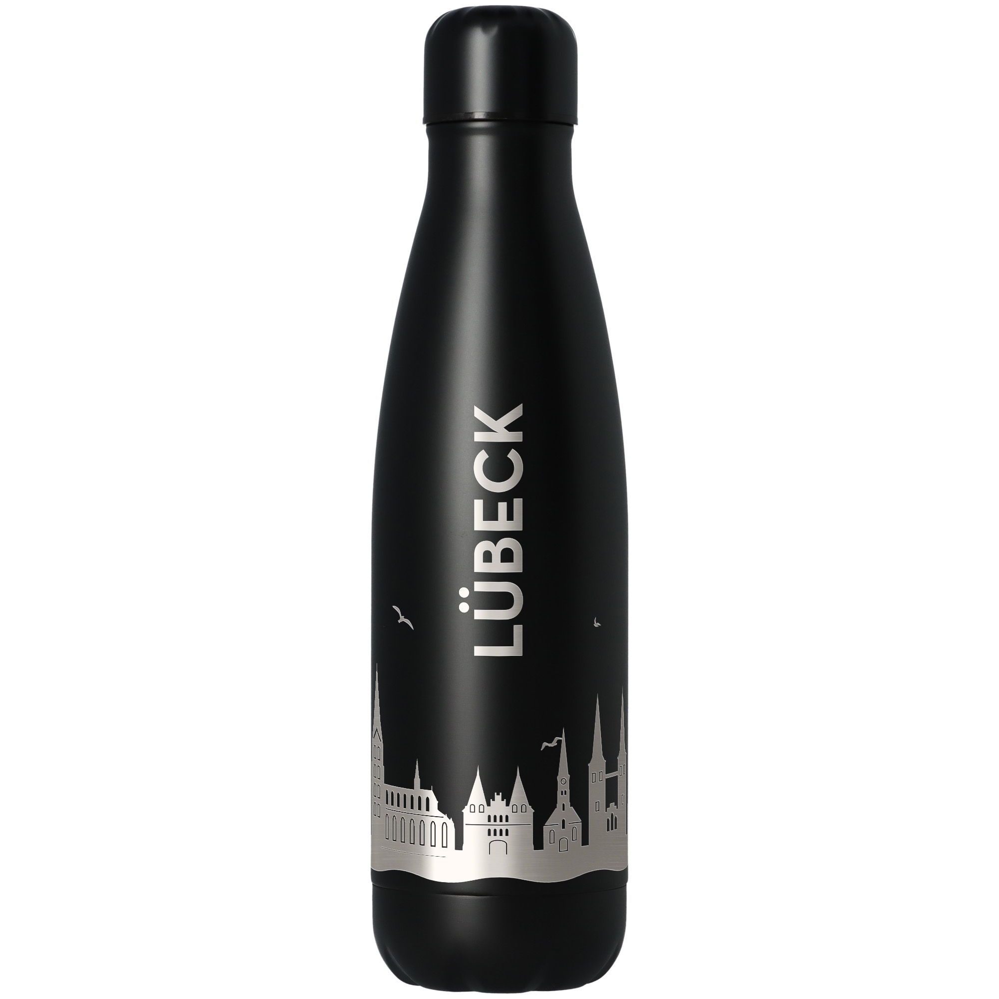 Trinkflasche Skyline Lübeck Schwarz 500ml