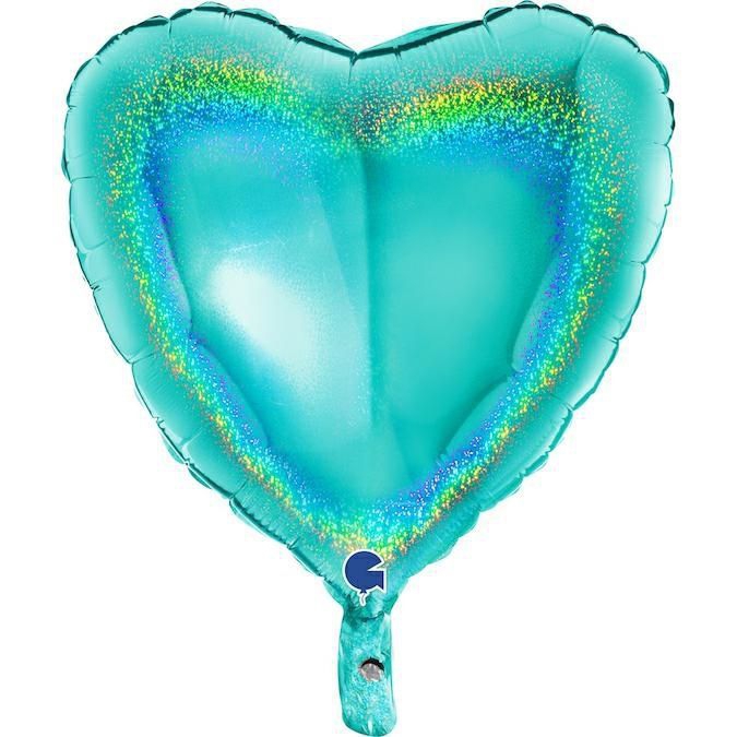 Folienballon Herz Glitter Holo Tiffany 45cm