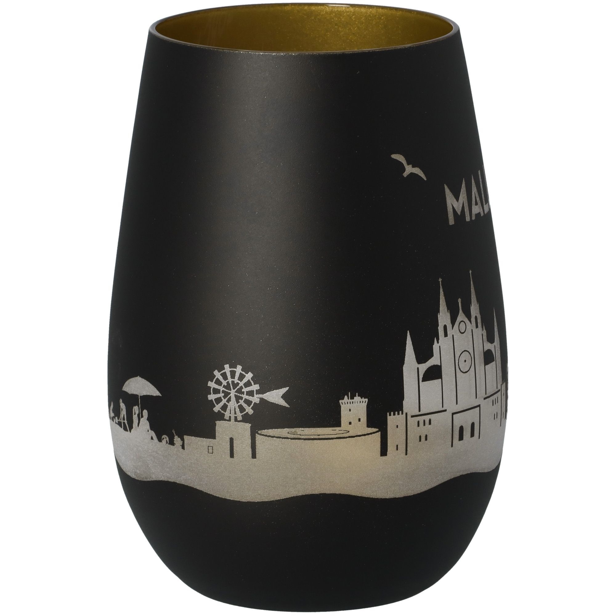 Windlicht Skyline Mallorca Schwarz/Gold