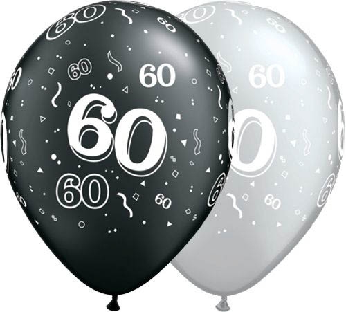 Qualatex Latexballon 60. Geburtstag Pearl Assorted Onyx Black & Silver Ø 30cm
