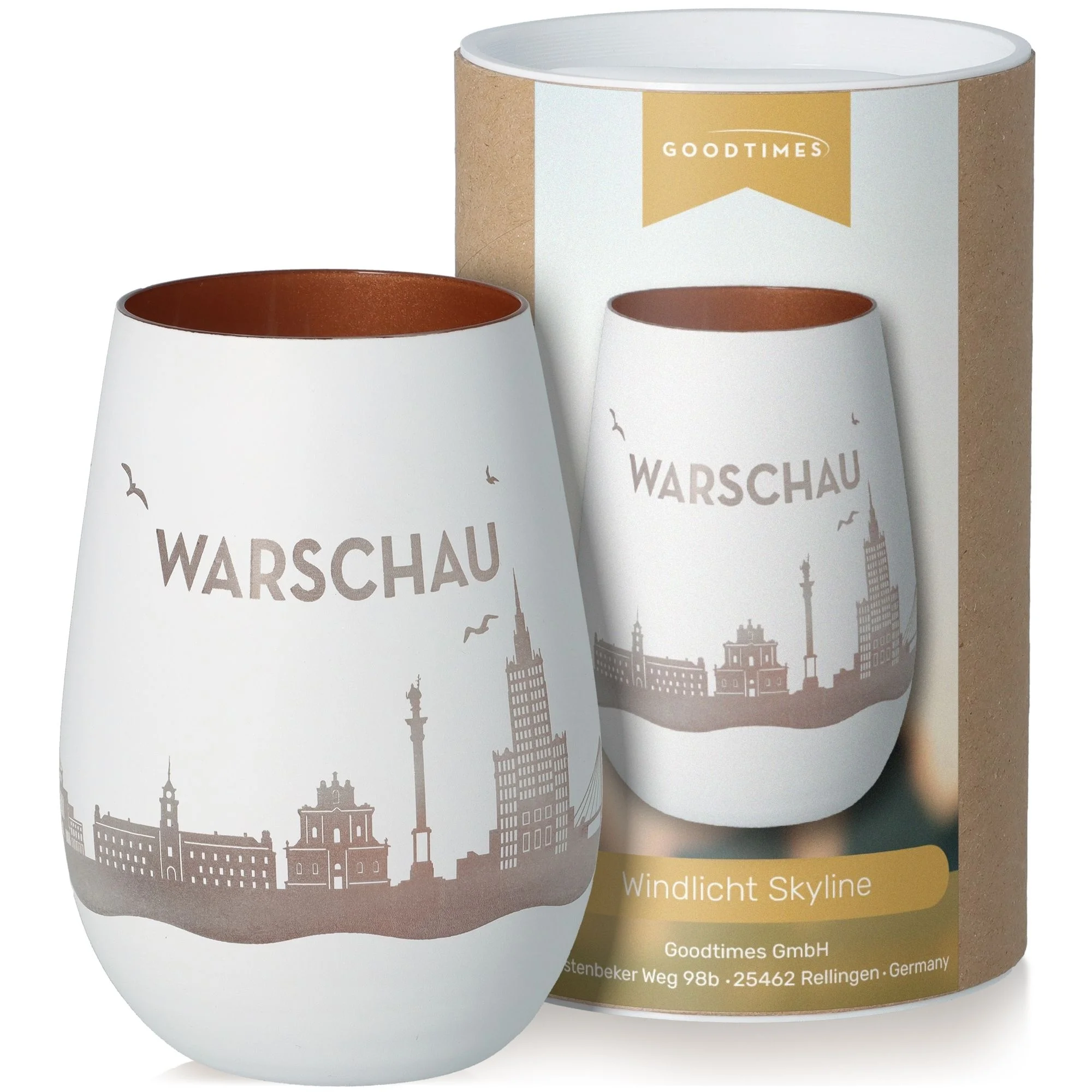 Warschau, Windlicht, Skyline, Becher, Kerzenhalter