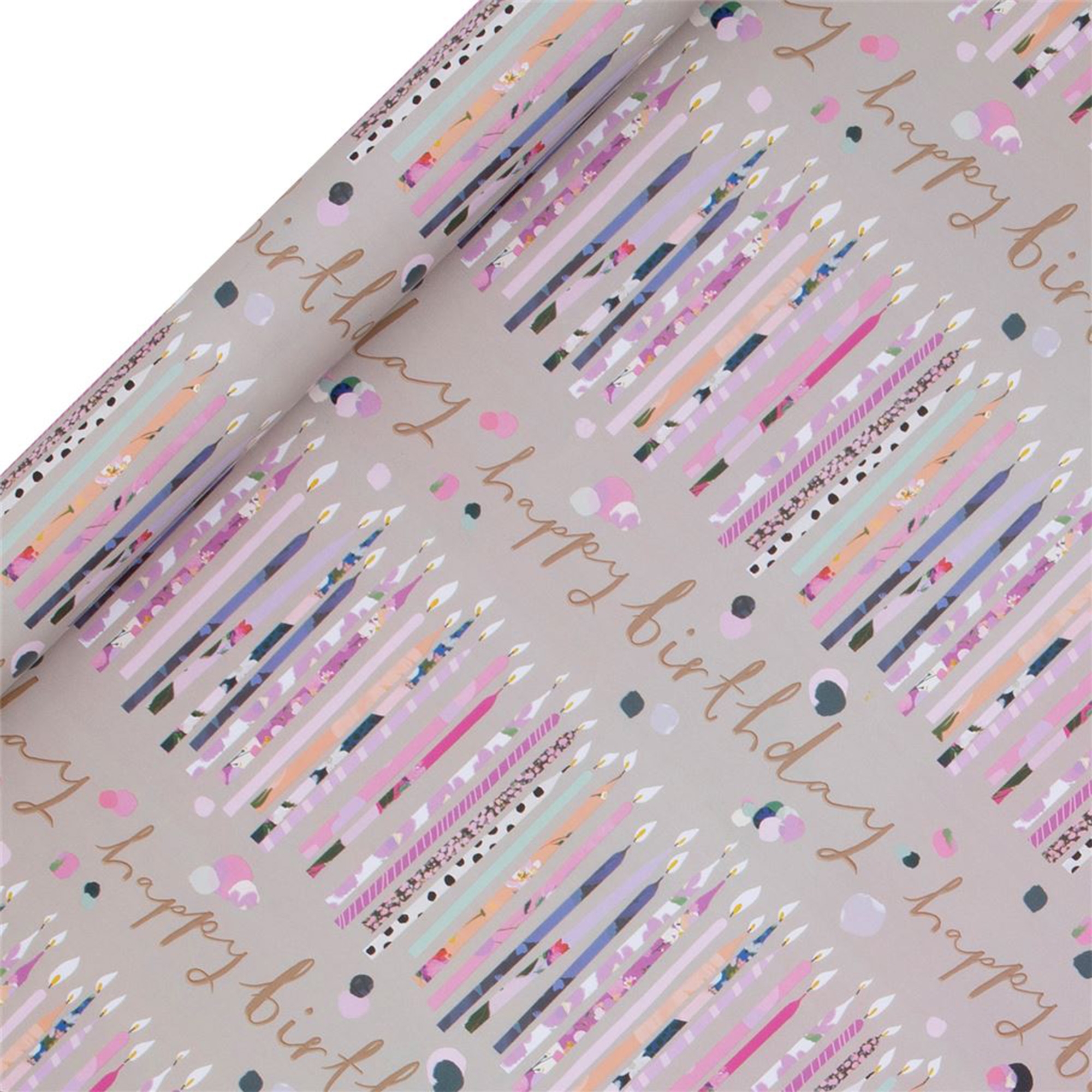 Geschenkpapier auf Rolle "Geburtstagskerzen" 4m Text