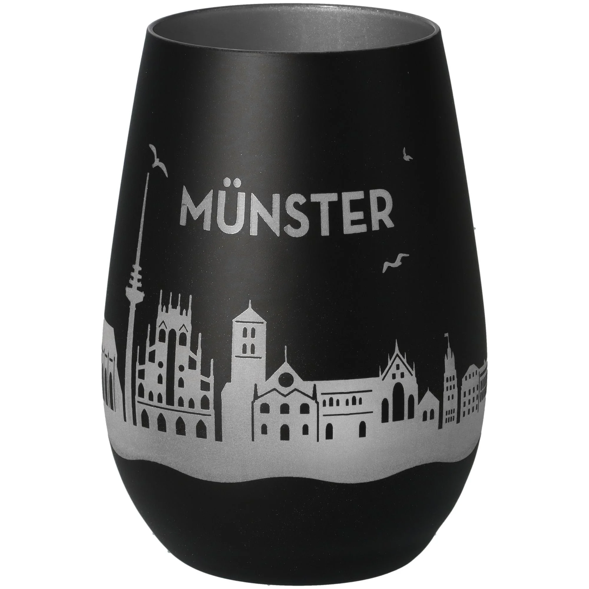 Kunststoffbecher, Becher, Schwarz, Stadt Silhouette, Münster