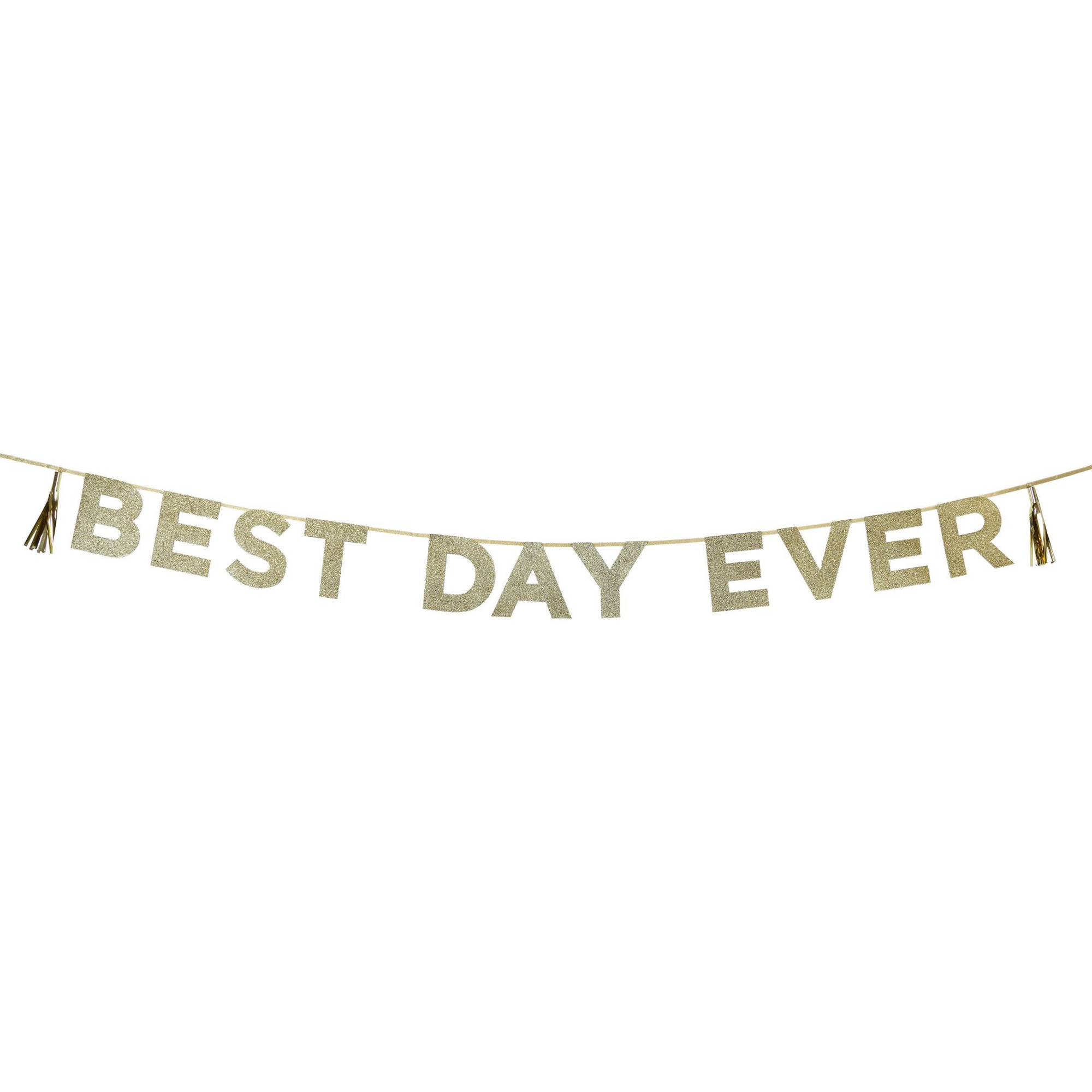 Girlande "Best Day Ever" Gold-Glitzer Fahne, Text