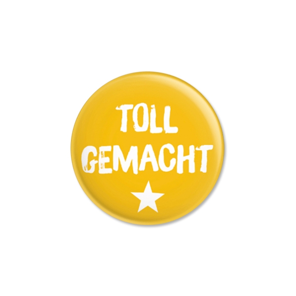 Button "Toll gemacht", Gelb