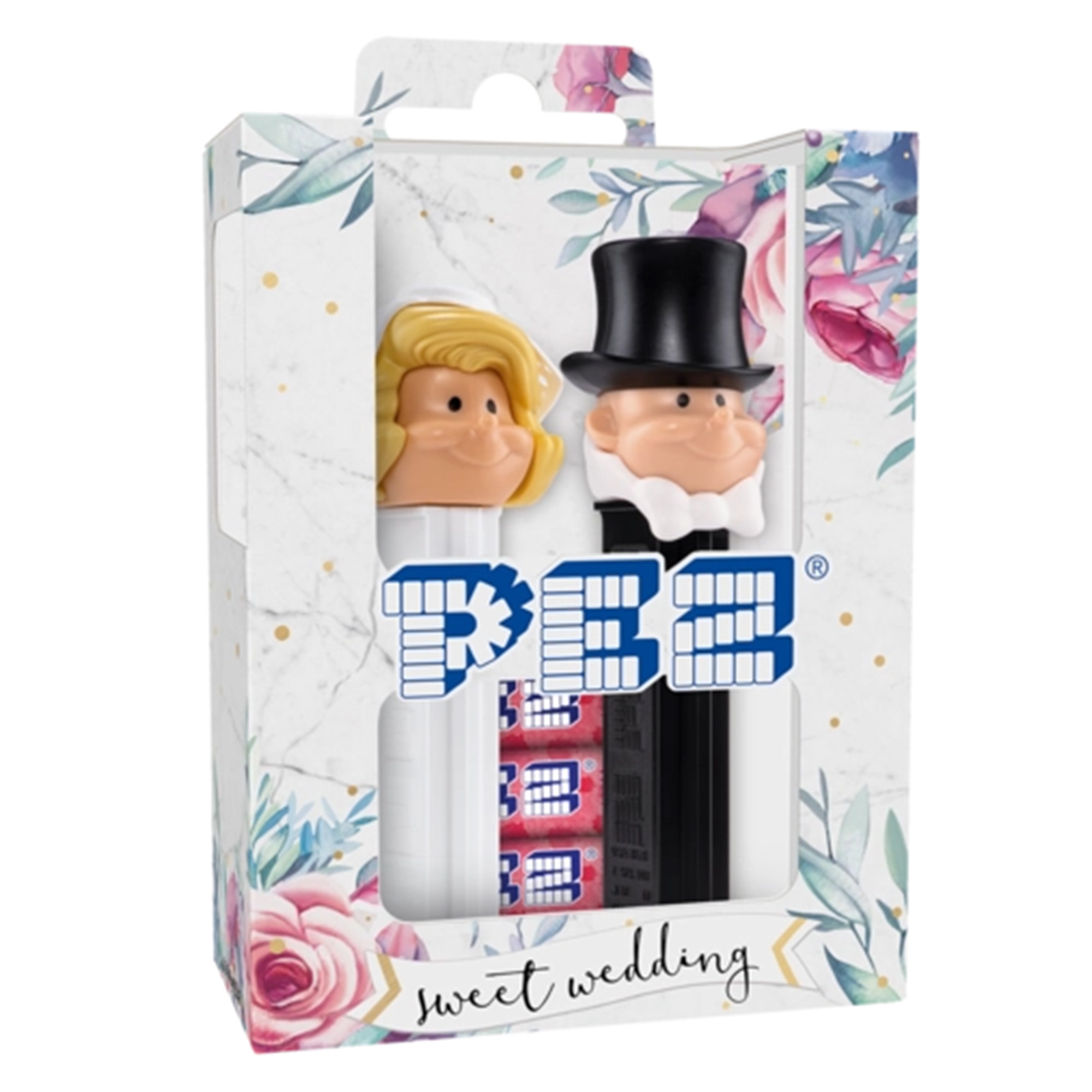 PEZ - Brautpaar inklusive Bonbons "Braut blond & Bräutigam" Spender & Bonbons Puppe, Spielzeug, Gesicht, Kopf, Person