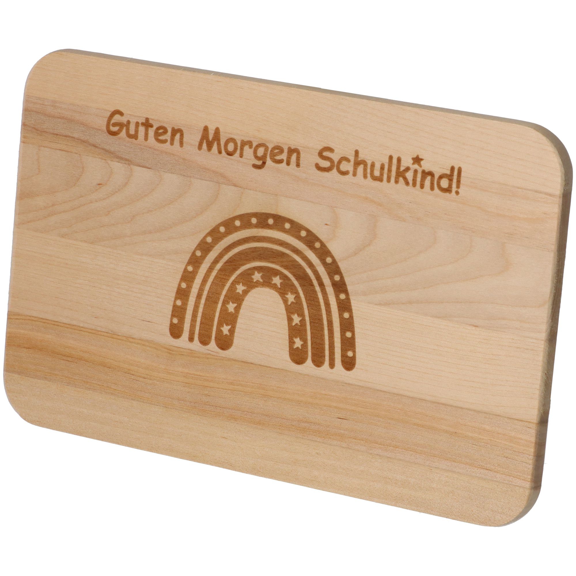 Frühstücksbrettchen Guten Morgen Schulkind Regenbogen Stern 23cm x 15cm x 1cm