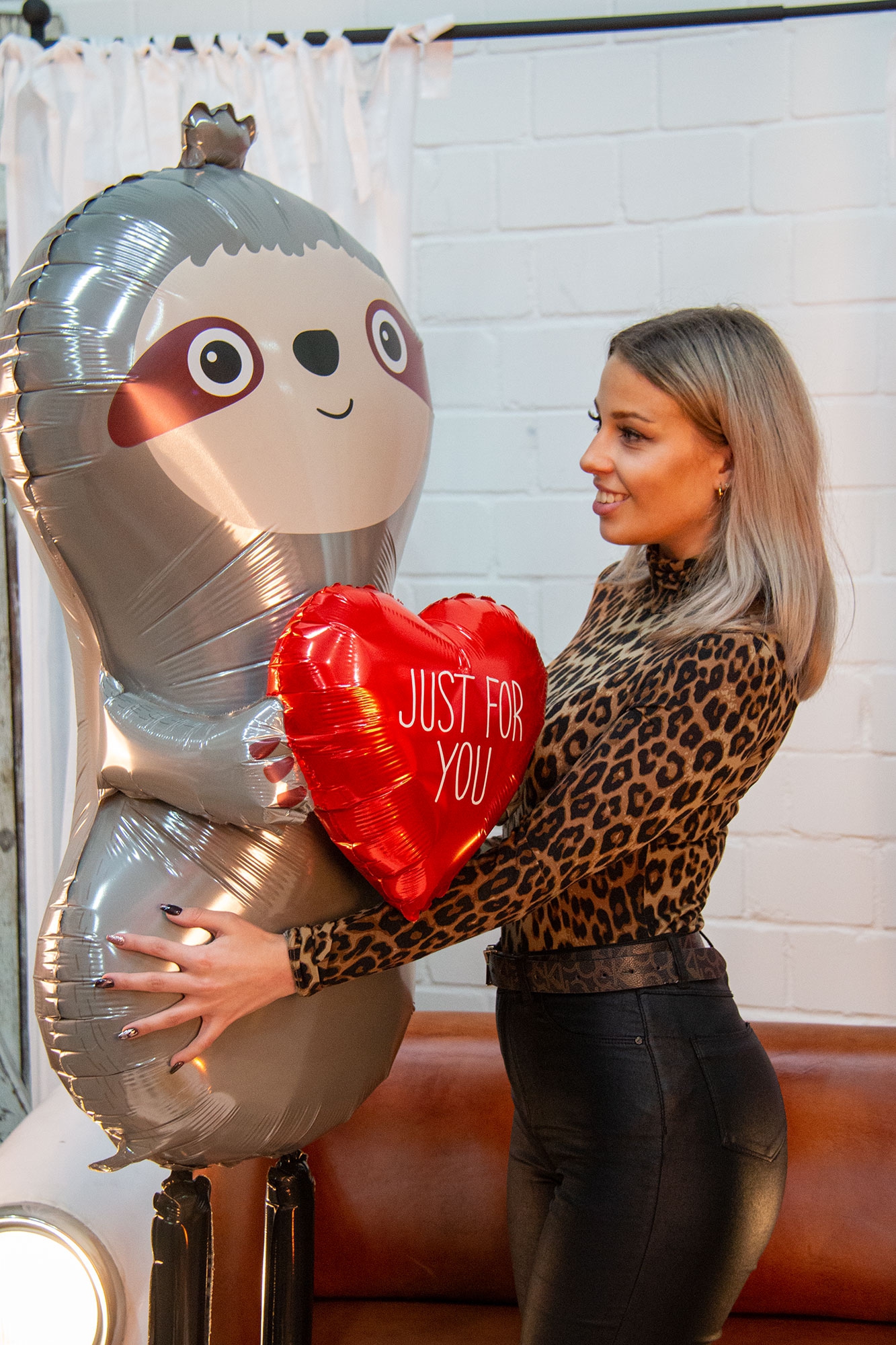 Folienballon Faultier "Just for you" 152cm Folienballon Faultier "Just for you" 152cm