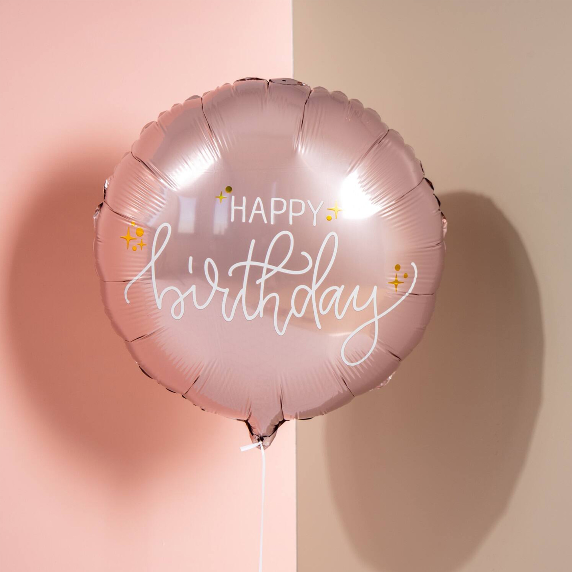 Folienballon "Happy Birthday" Creme Rose 45 cm