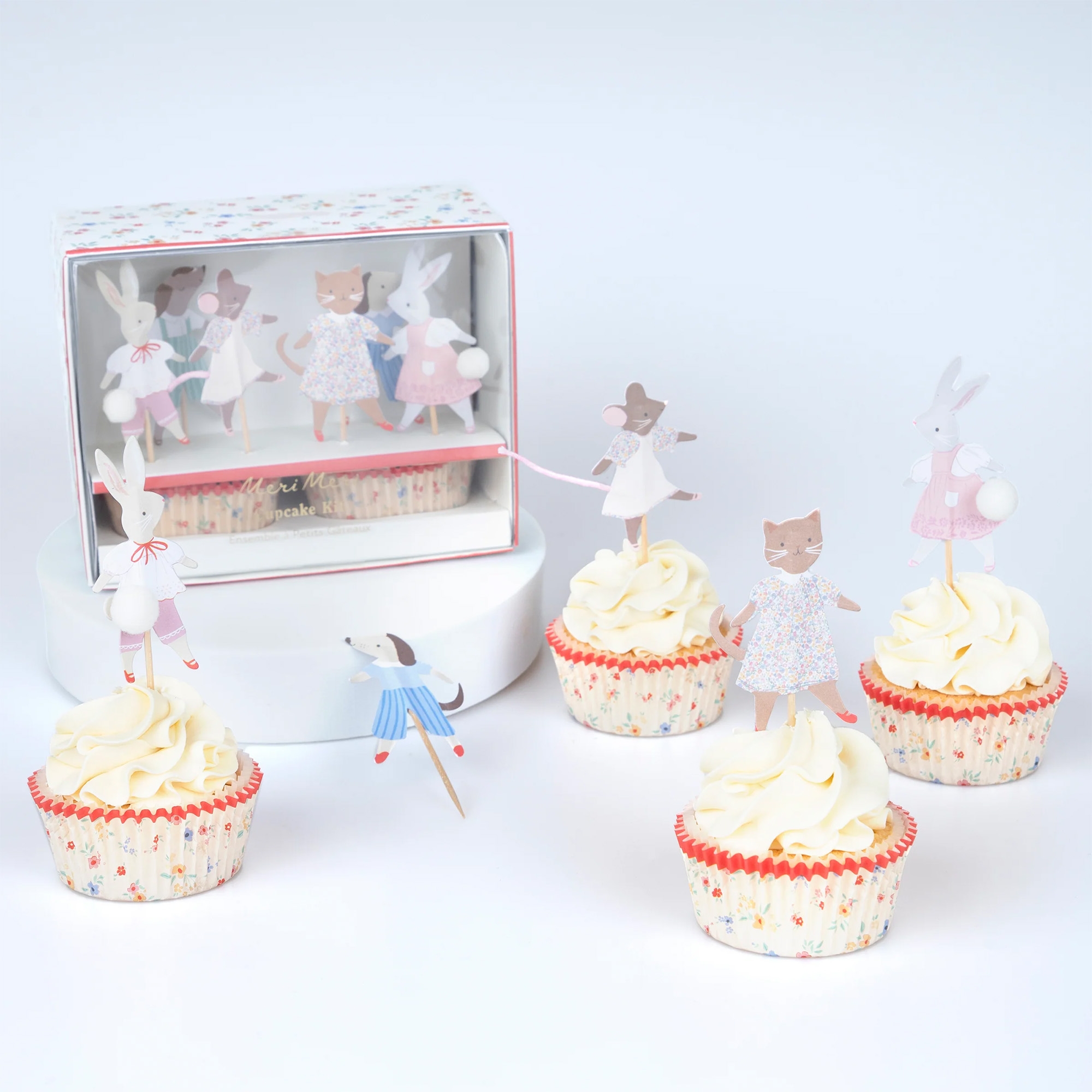 Meri Meri - Cupcake Set "Animal Friends" 48 Teilig Torte, Sahne, Törtchen, Nachtisch, Zuckerguss