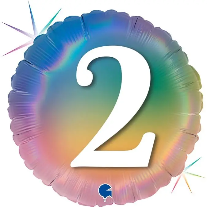Folienballon Regenbogen "2" 45cm