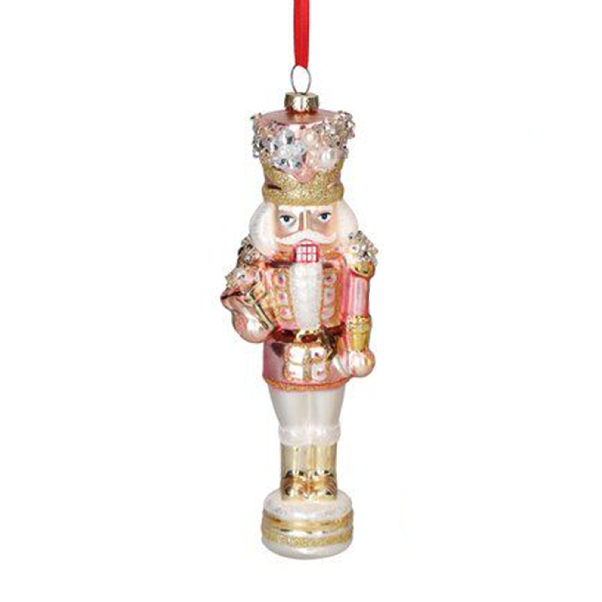 Weihnachtskugel "Nussknacker mit Geschenkbox, Rosa" Nussknacker