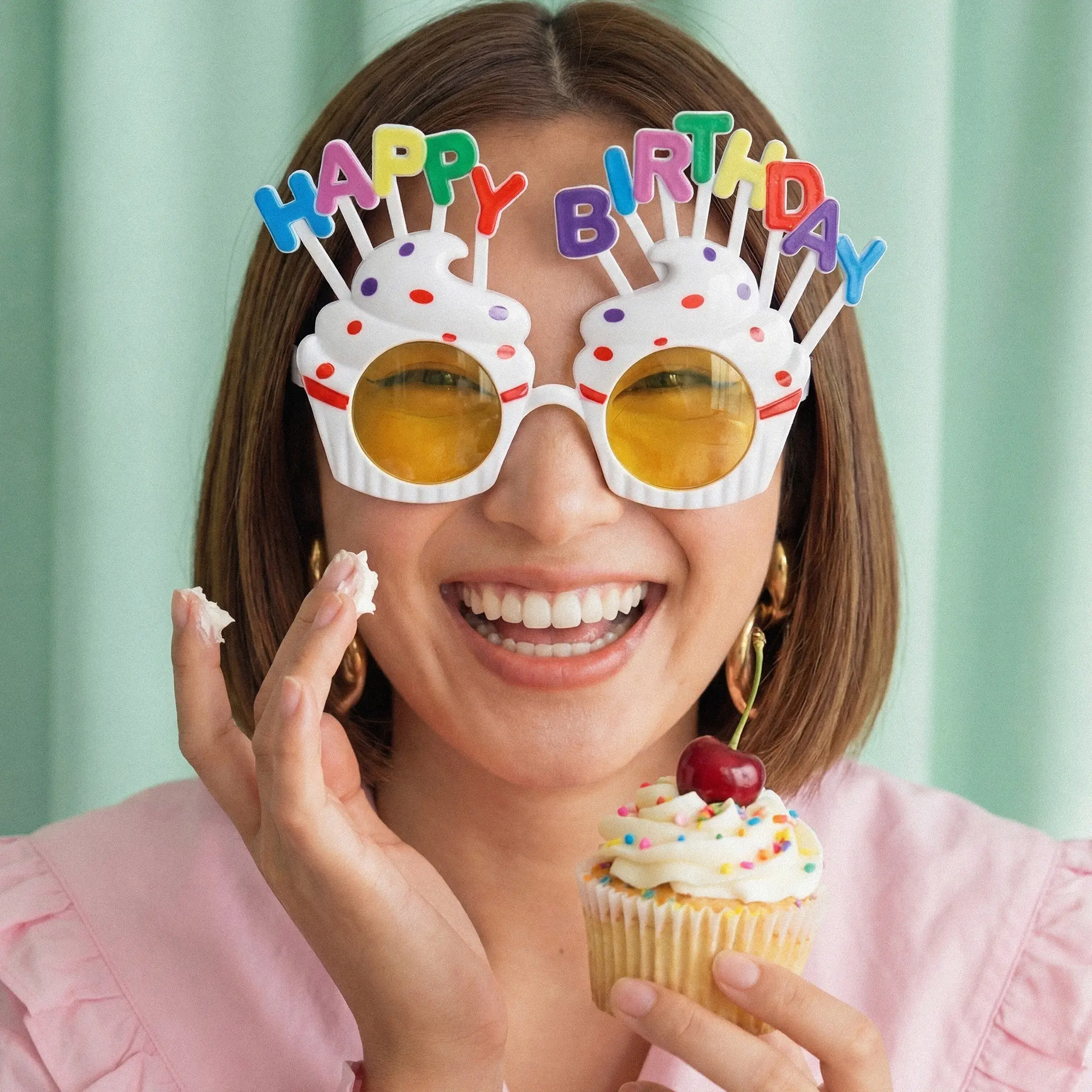 birthday, cupcake, brille, feier, kuchen