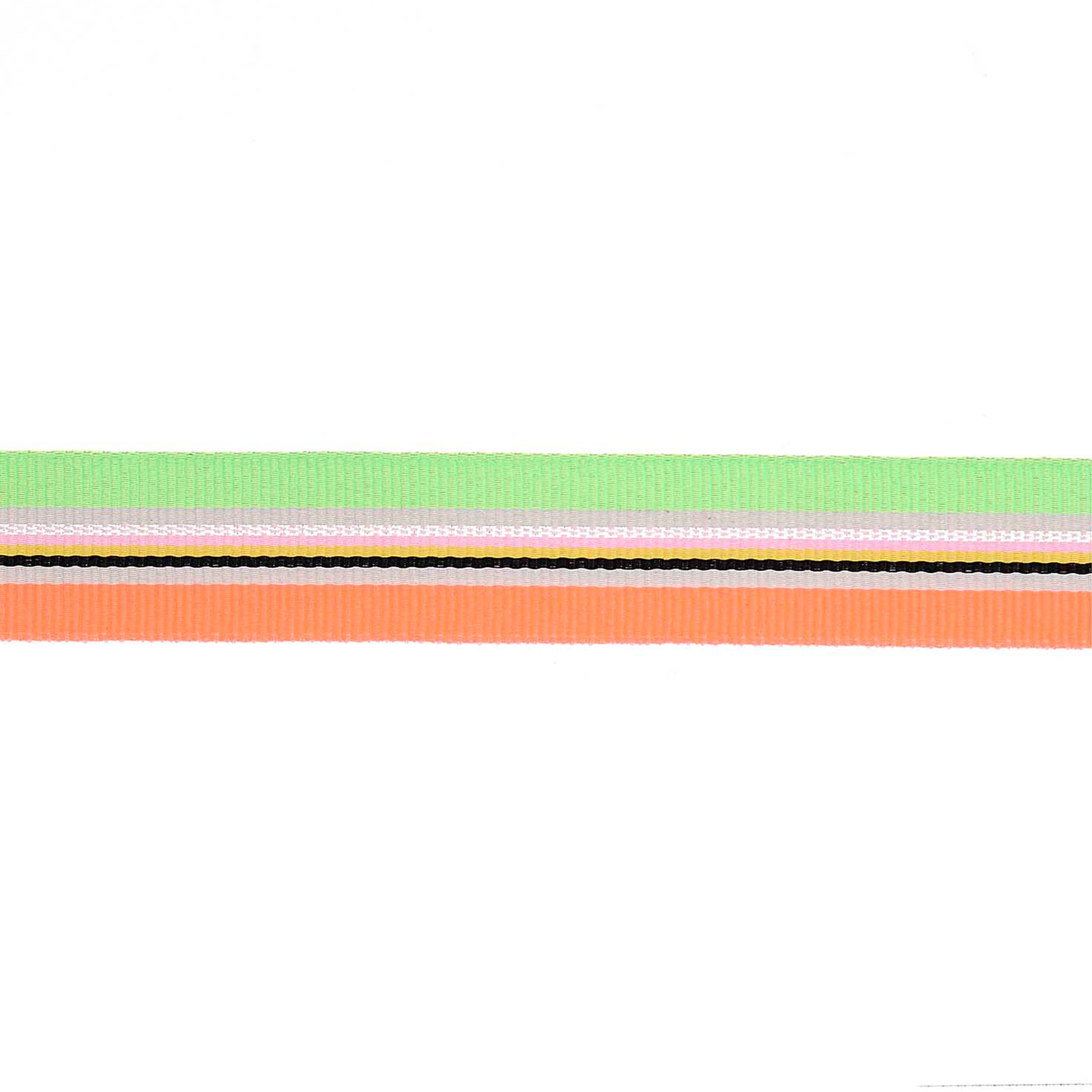 Webband Multi Streifen, Neon Rot/Schwarz/Gelb/Rosa/Iri/Grün, 25mm / 3m Webband Multi Streifen, Neon Rot/Schwarz/Gelb/Rosa/Iri/Grün, 25mm / 3m