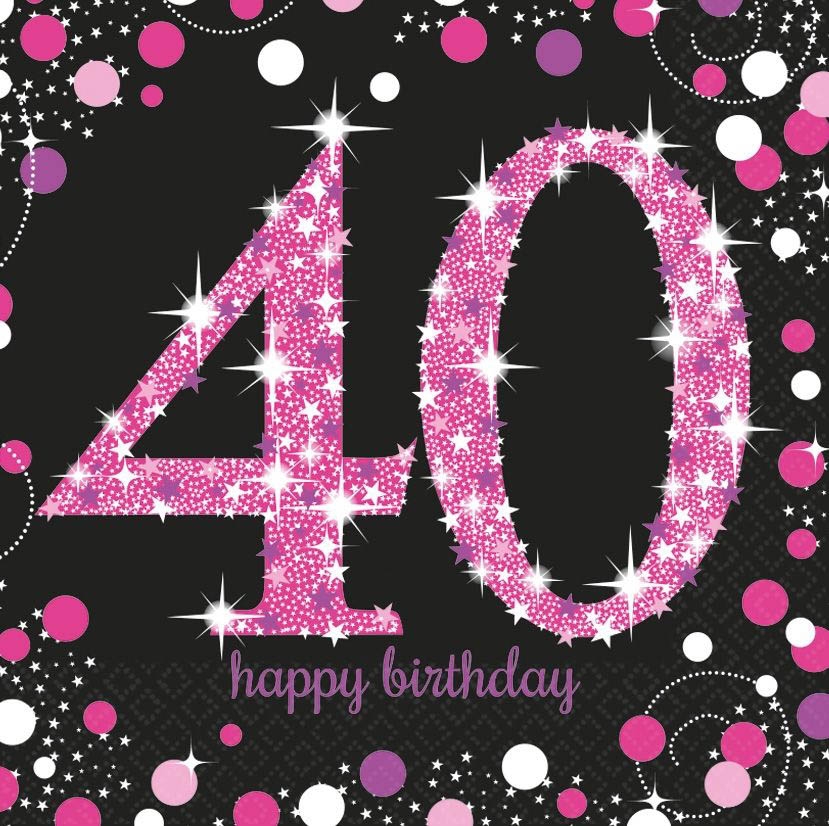 Sparkling Celebration Pink - 40. Geburtstag 16 Servietten
