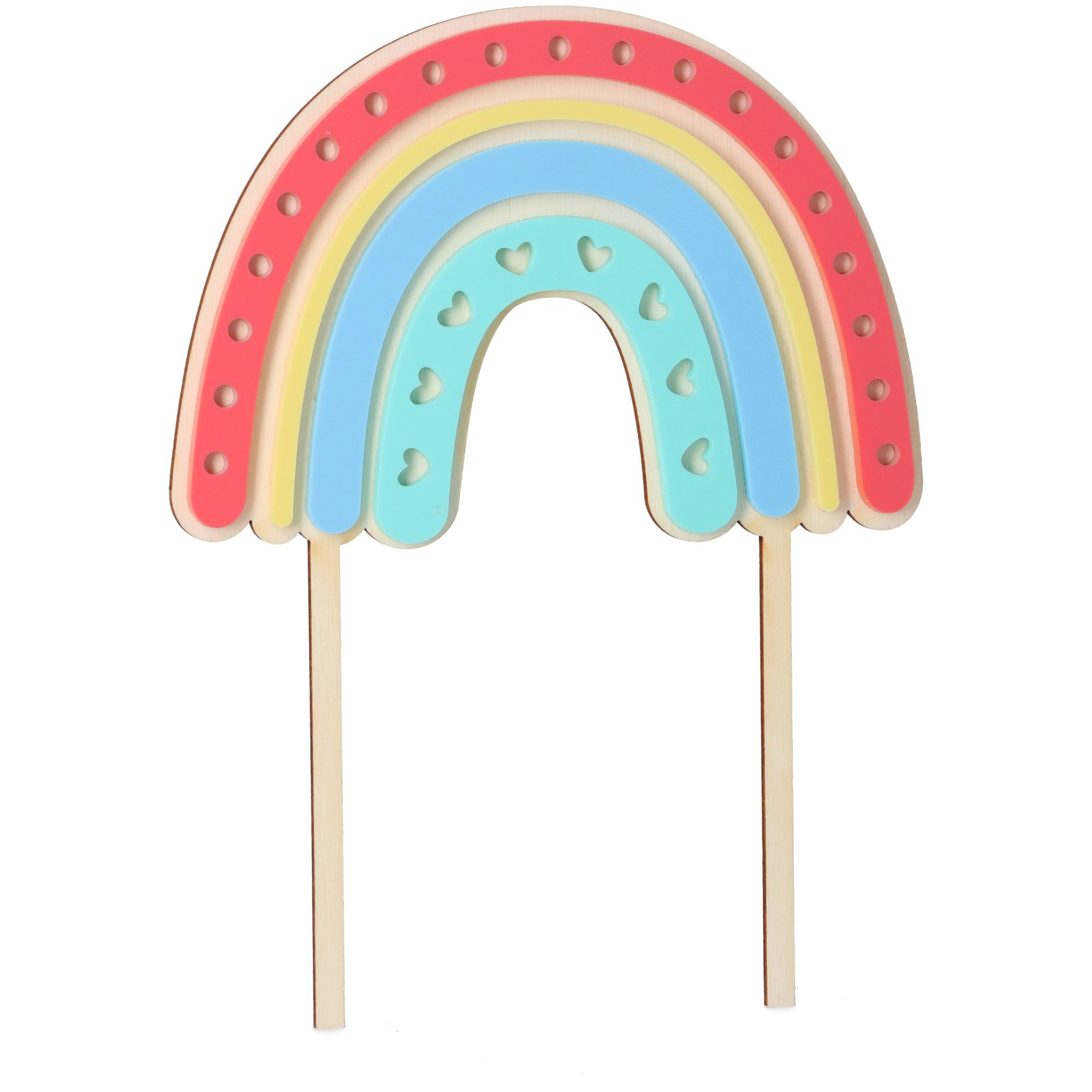 Cake Topper Regenbogen Herz aus Holz & Acryl Cake Topper Regenbogen Herz aus Holz & Acryl