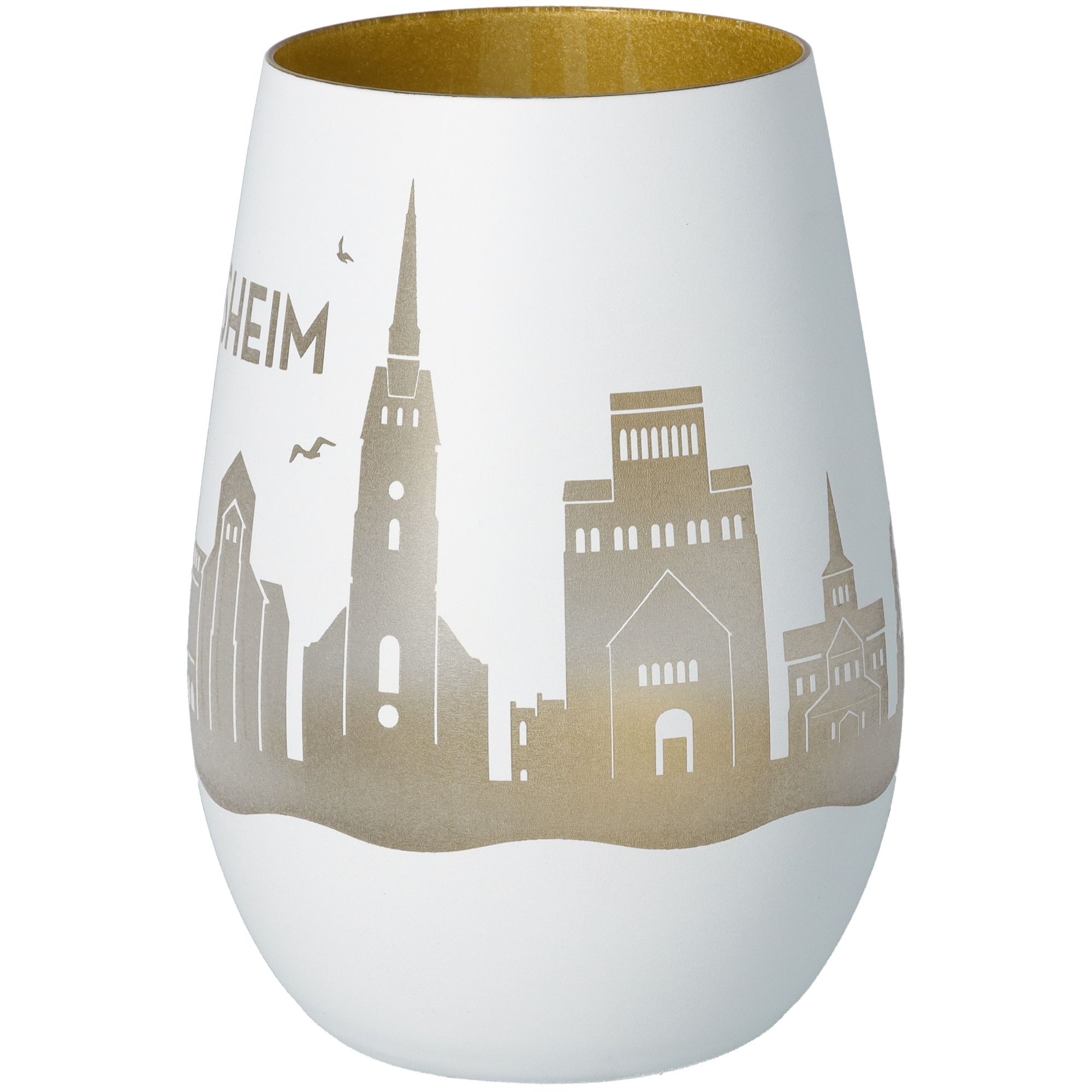 Windlicht Skyline Hildesheim Weiß/Gold Windlicht Skyline Hildesheim Weiß/Gold