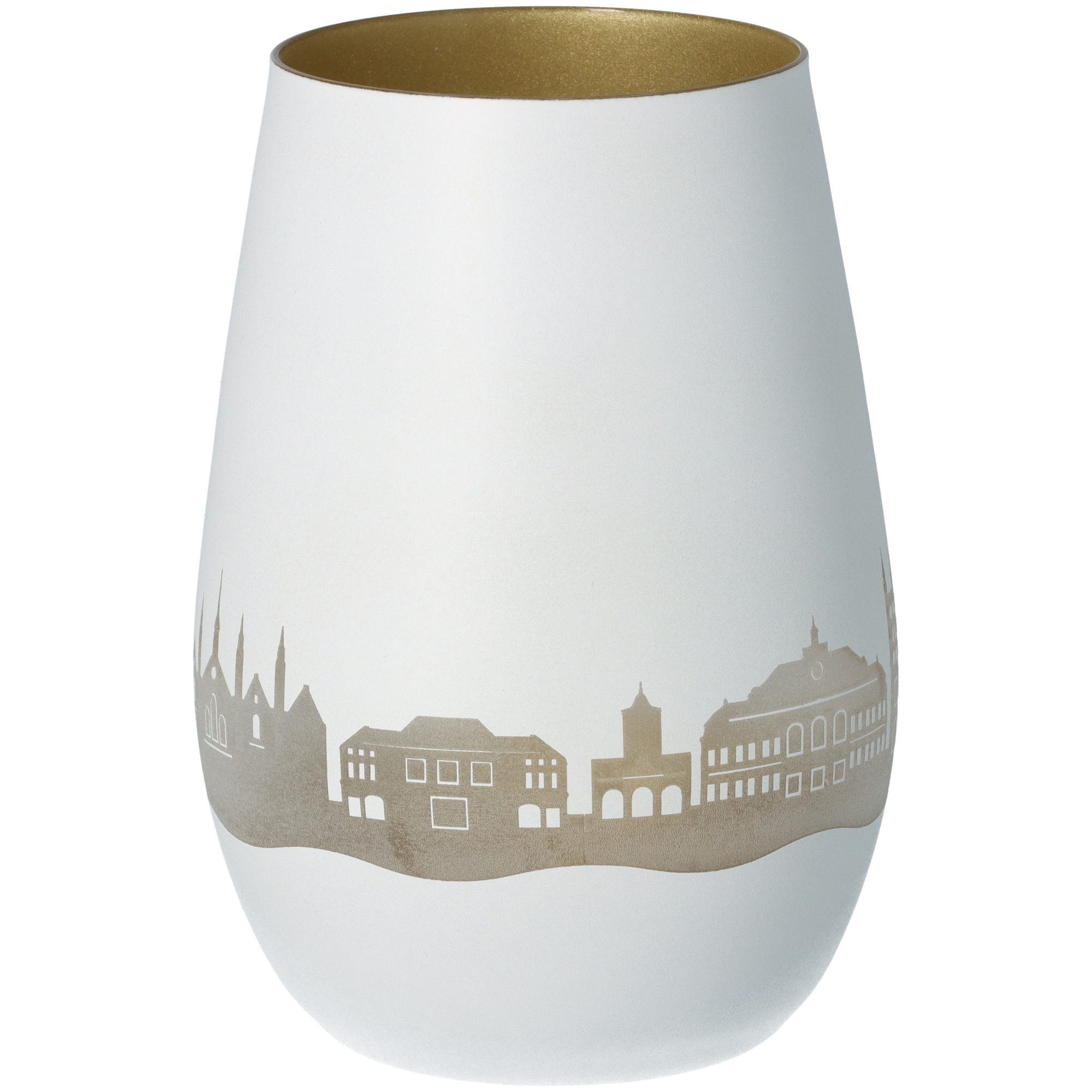 Windlicht Skyline Lübeck Weiß/Gold Windlicht Skyline Lübeck Weiß/Gold