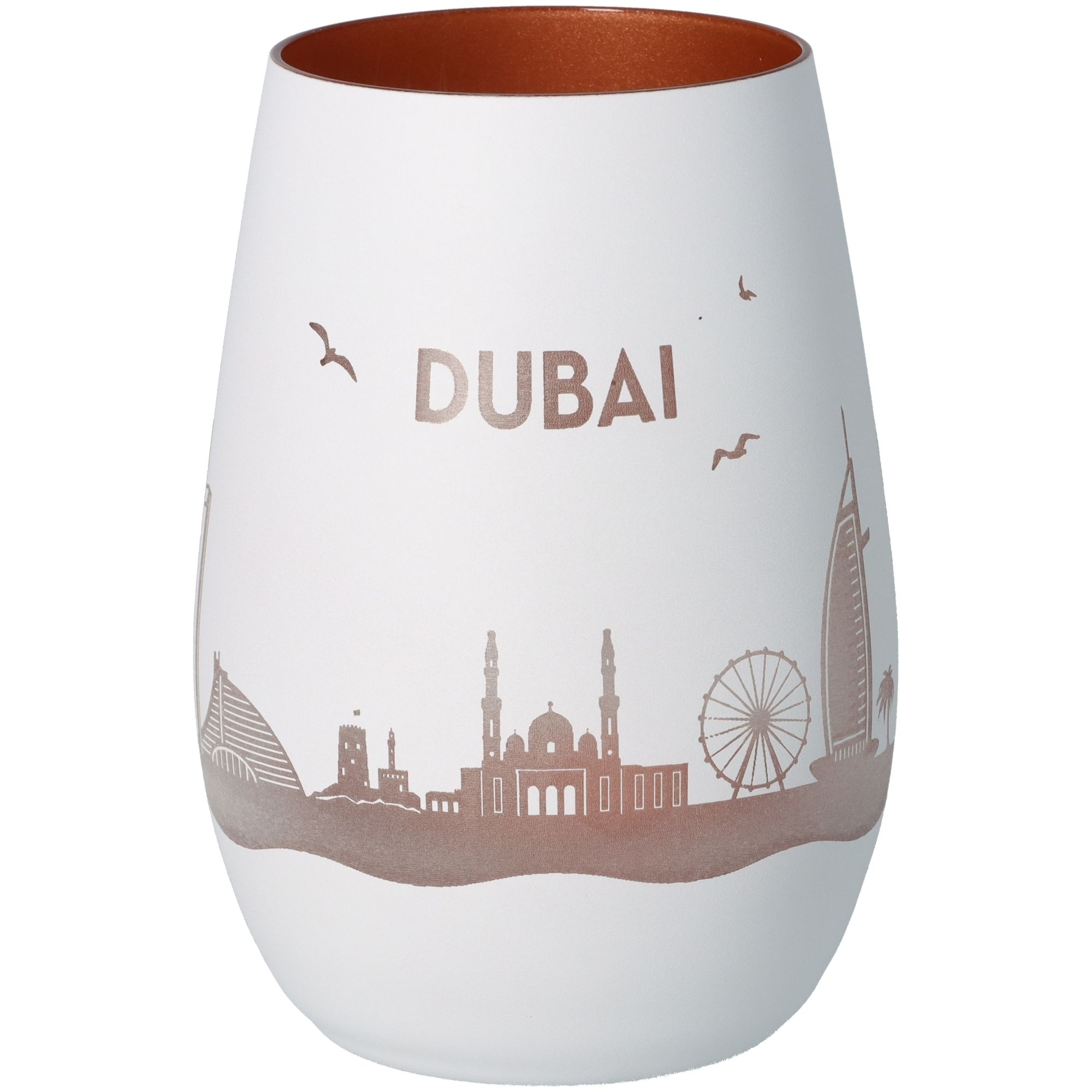 Windlicht Skyline Dubai Weiß/Bronze Töpferei, Krug, Vase, Porzellan, Glas