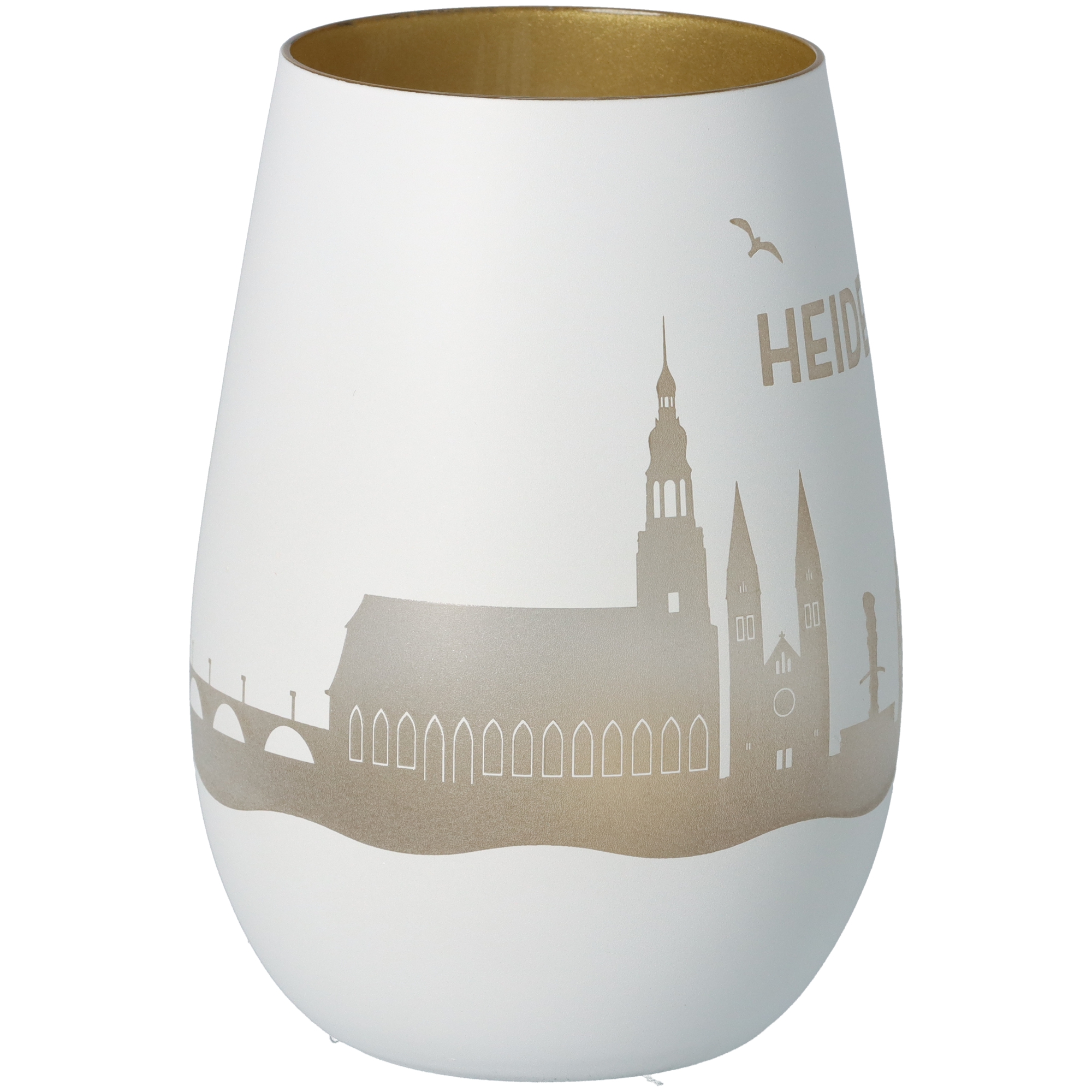 Windlicht Skyline Heidelberg Weiß/Gold