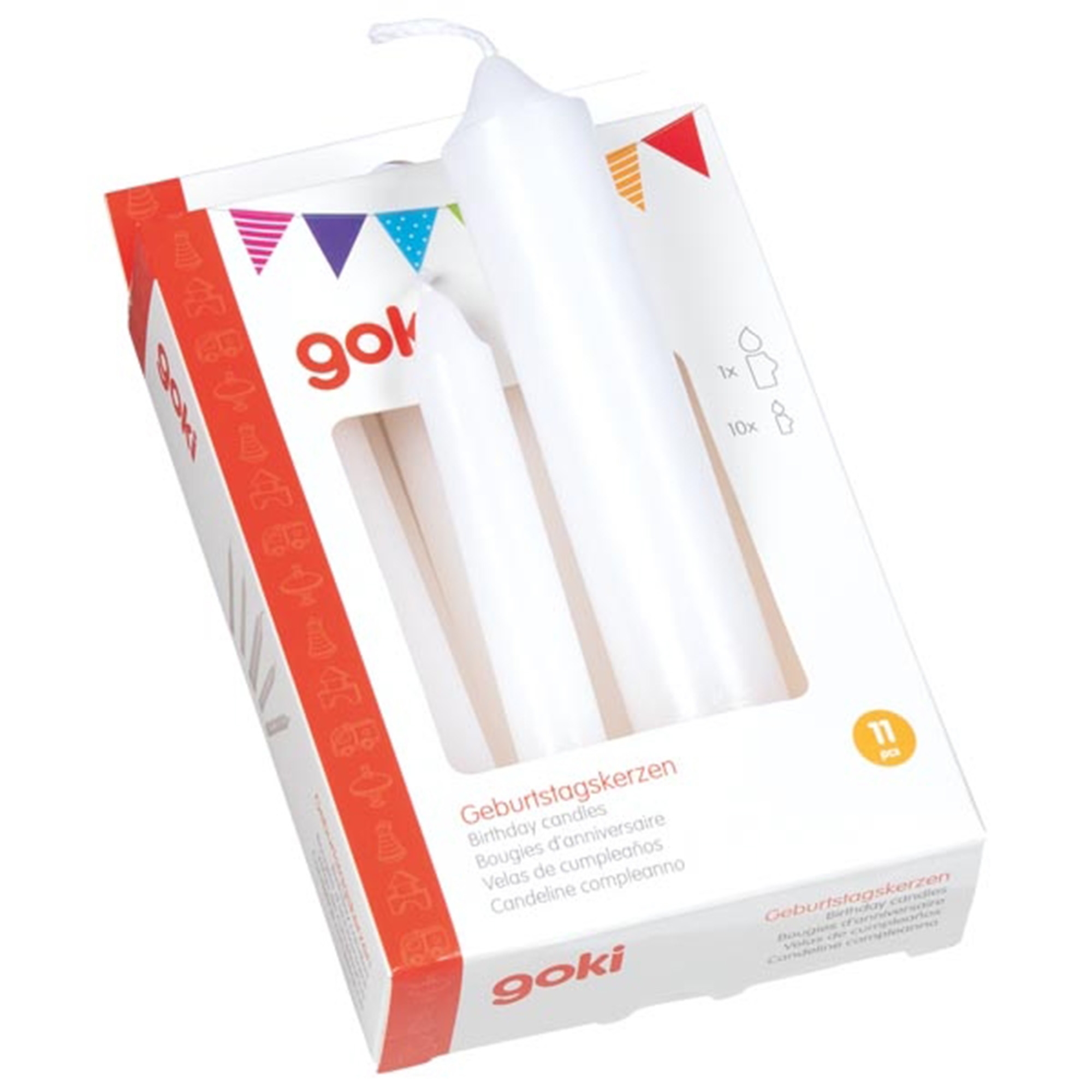 Goki - Geburtstagskerzen Set mit einer dickeren Kerze Kiste