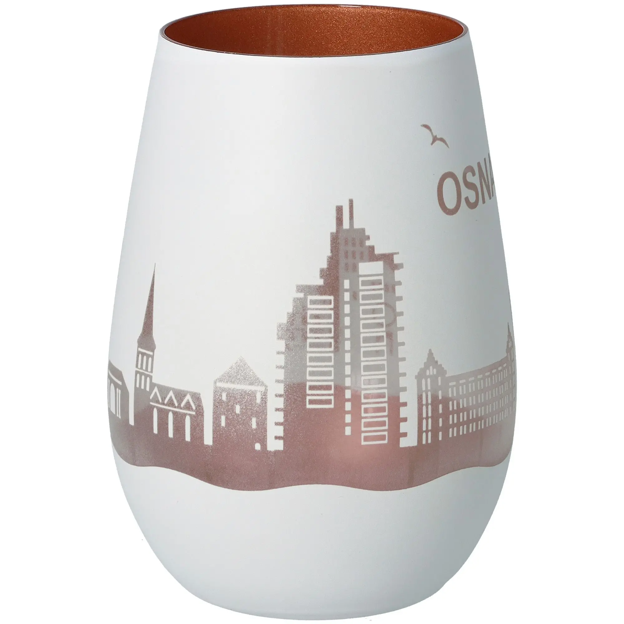Windlicht Skyline Osnabrück Weiß/Bronze