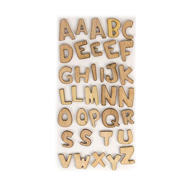Holzsticker Buchstaben, 35 Stück